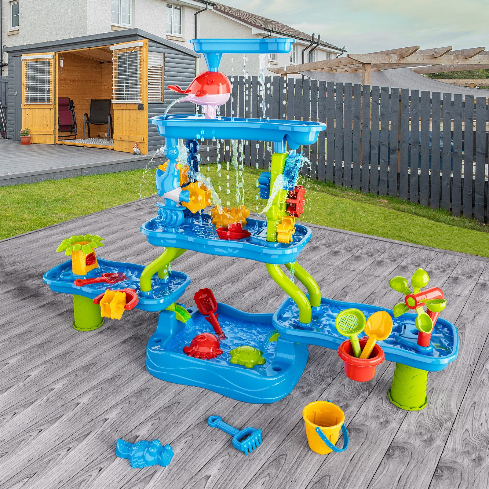 TEMI Wasserspieltisch Sand Spielzeug Sommer Outdoor Spielzeug Wassertisch, günstig online kaufen