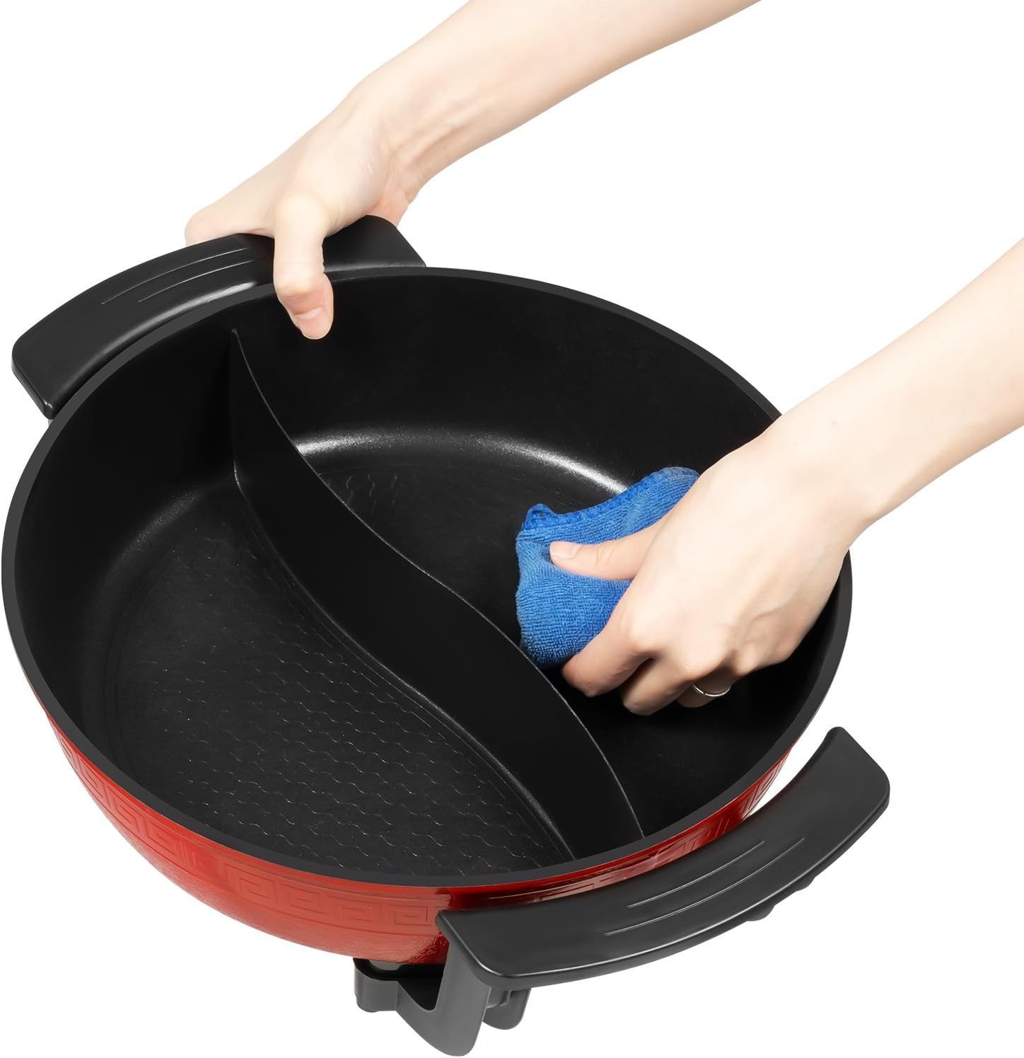 FELIXLEO Elektrische Grillpfanne Hot Pot Elektrisch 6L Doppelseitig Kochtopf mit Trennwand