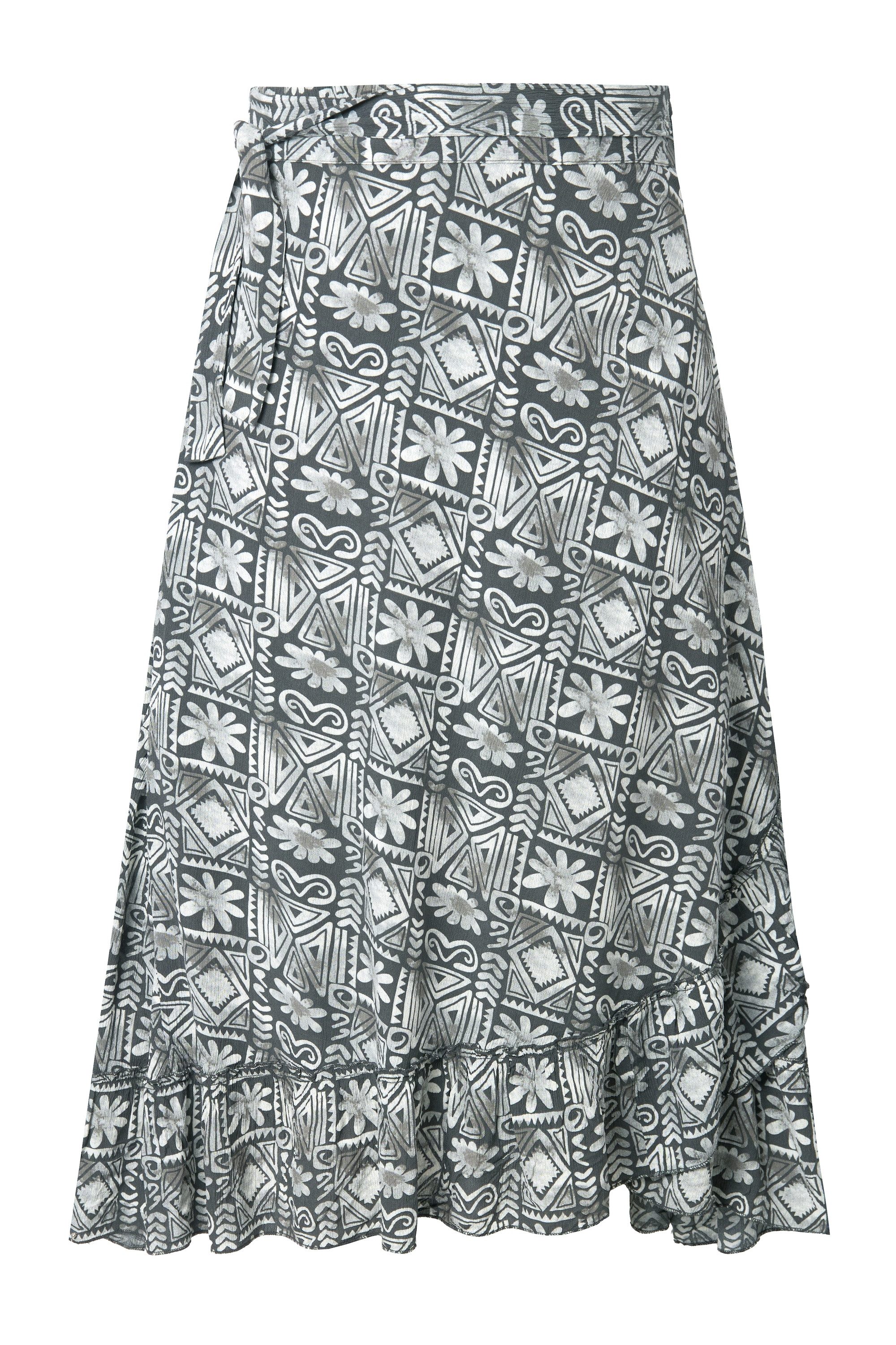 Ulla Popken Maxirock Maxirock Volantsaum vorne kürzer günstig online kaufen