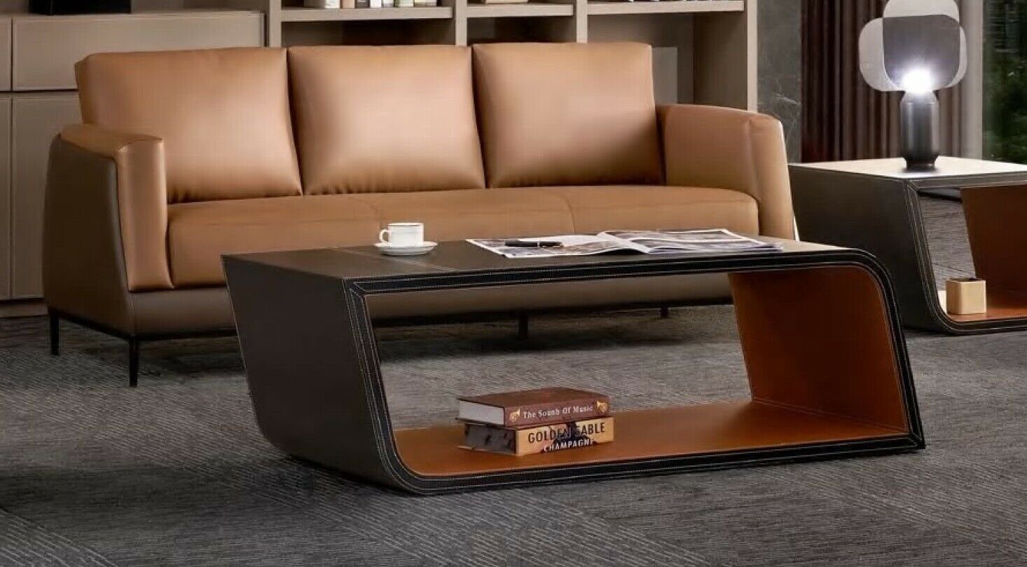 in luxus Moderne Garnitur Sofa Europe Ledermöbel, 3+1+1 Braune Made Sofa JVmoebel Set Büro Sitzer