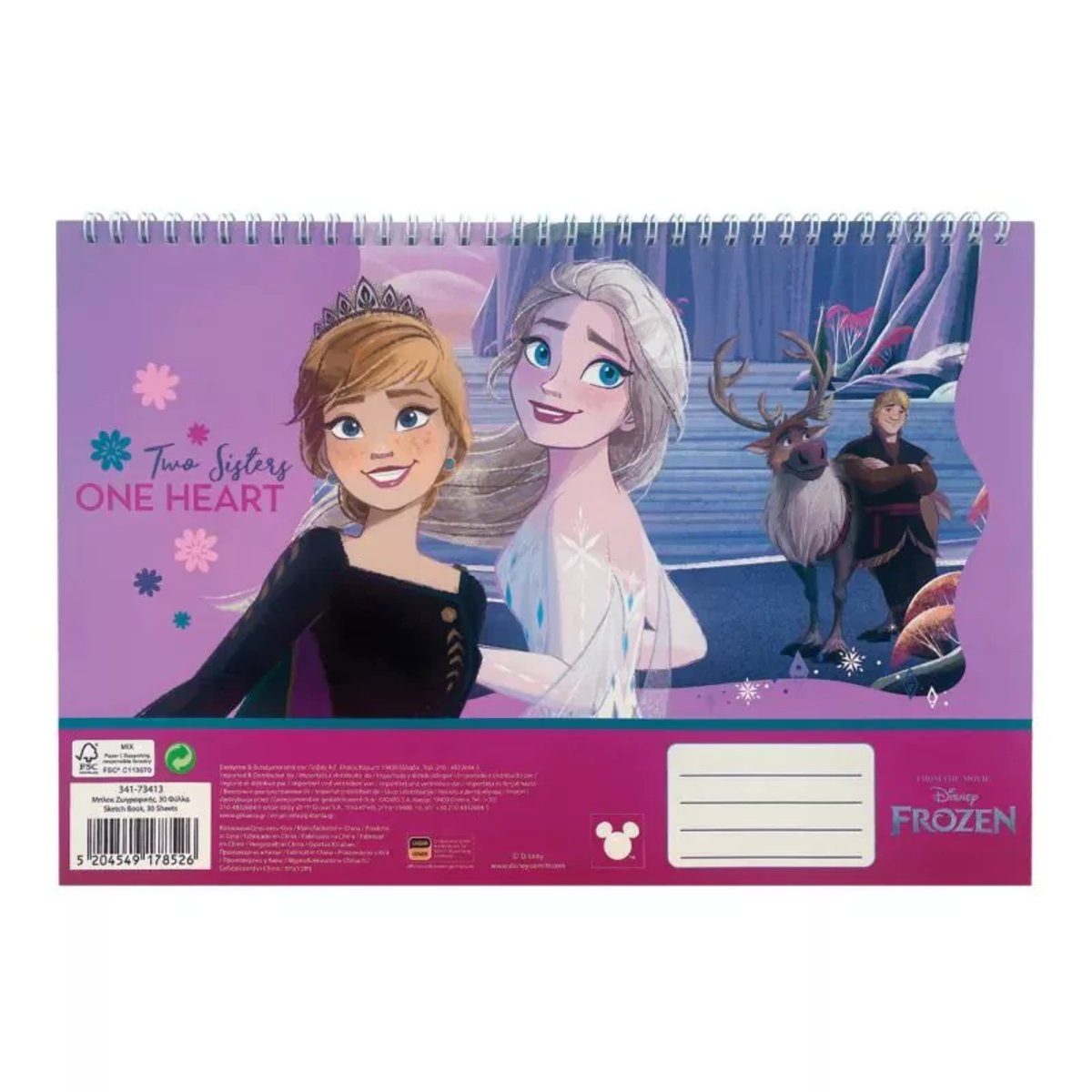Disney Kreativset Disney Eiskönigin One Heart A/4 Spiral-Skizzenbuch, 30 Blatt
