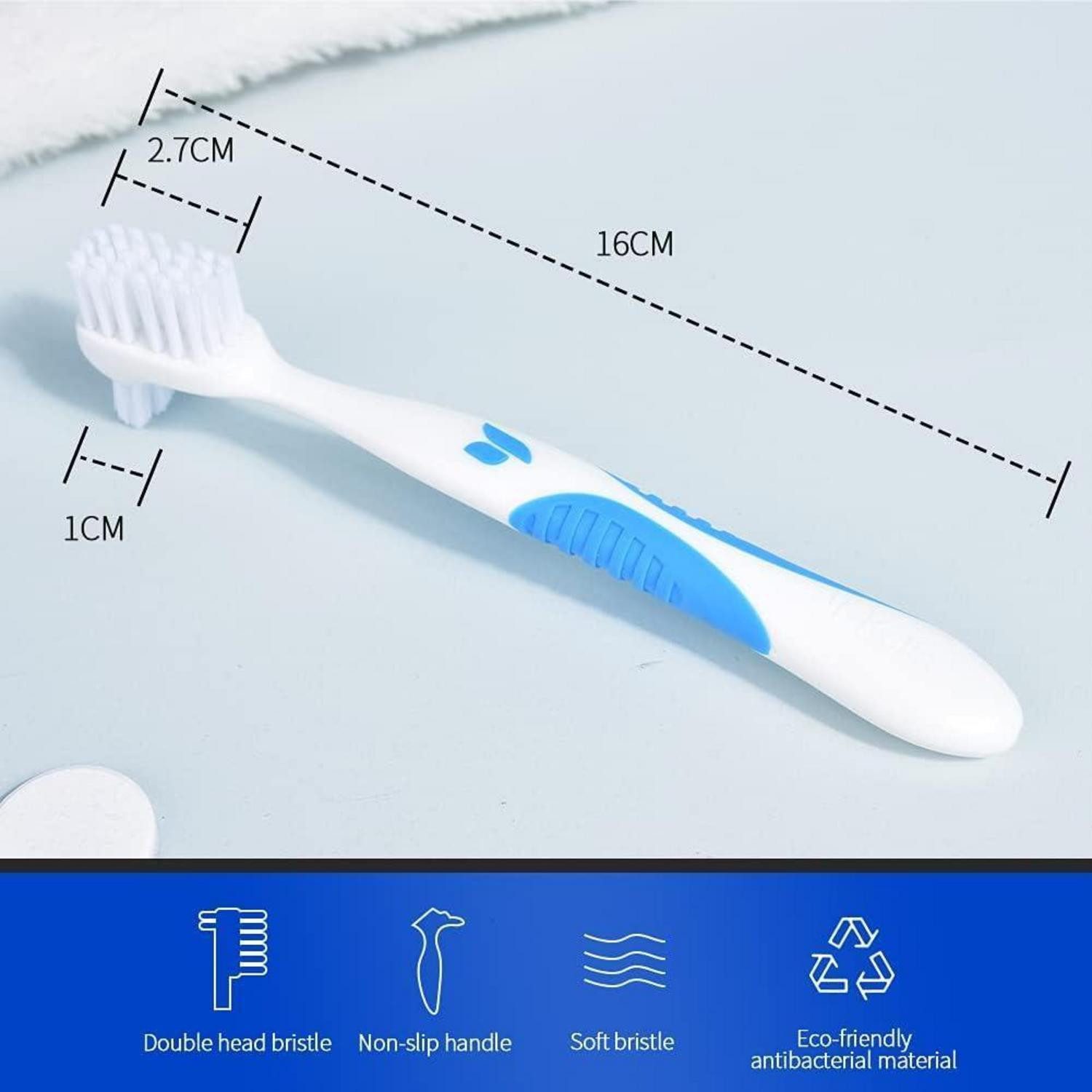 LuxusKollektion Interdentalbürsten Zahnersatz-Reinigungsbürsten Doppelborsten 1 rot 1 blau 2er-Packung