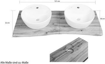 HELD MÖBEL Badmöbel-Set Stubach, (2-St., Spiegelschrank und Waschtisch), Abdeckplatte mit Baumkante