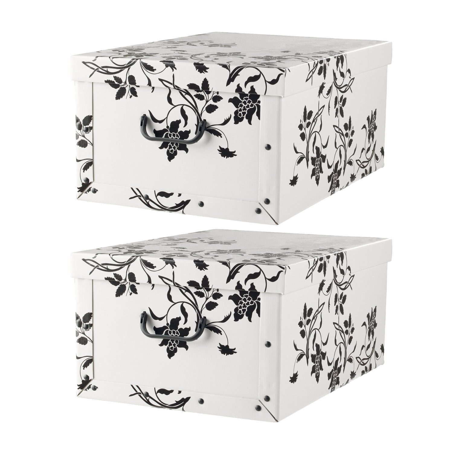 Home4You Aufbewahrungsbox, 2er Set, Weiß, Blumenranken, recycelter Karton, (2 St), 51 x 37 cm
