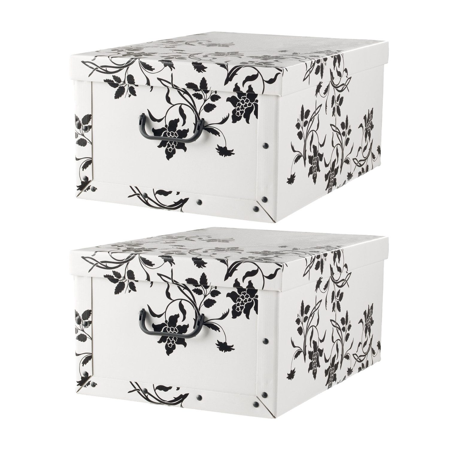 Home4You Aufbewahrungsbox, 2er Set, Weiß, Blumenranken, günstig online kaufen