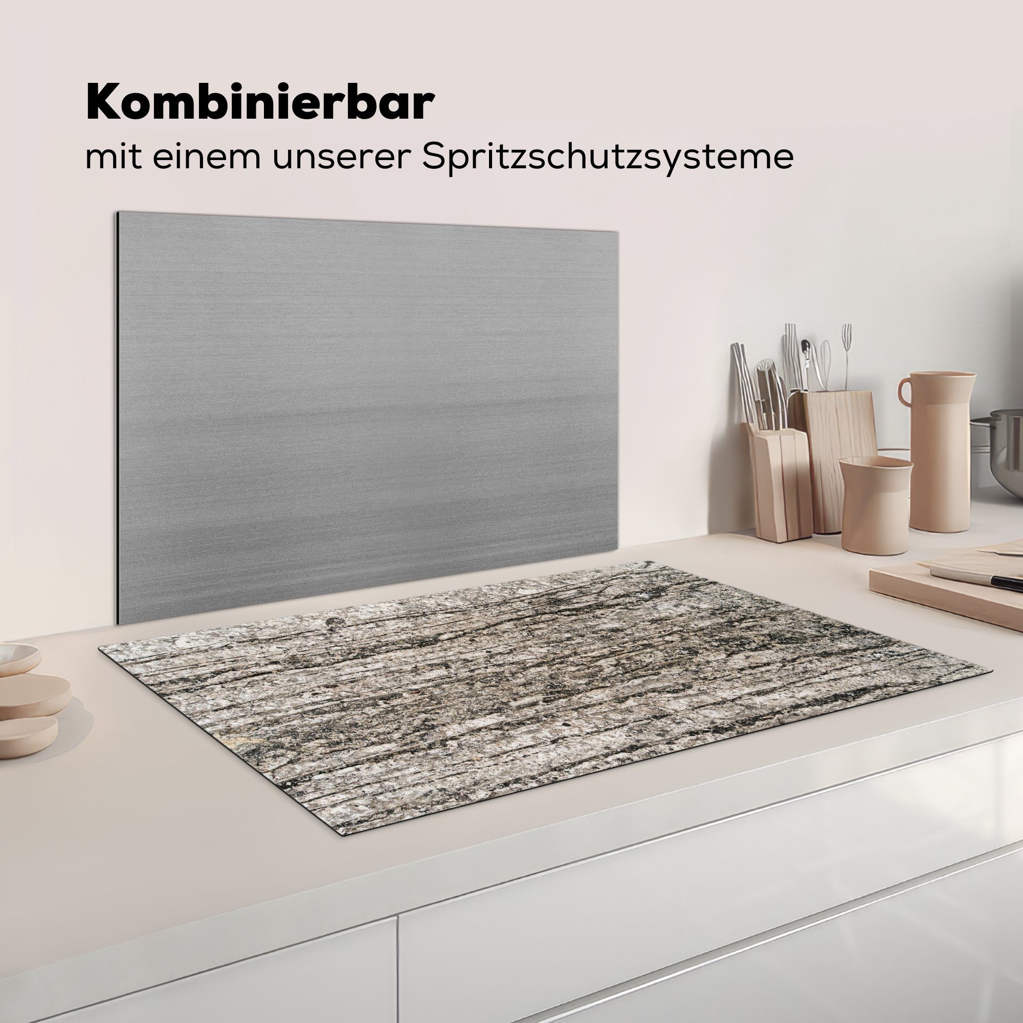 Vintage - Beton cm, Arbeitsplatte für Herdblende-/Abdeckplatte tlg), Vinyl, - Ceranfeldabdeckung, (1 küche 83x51 MuchoWow - - Induktionsmatte Design Induktionsschutz,