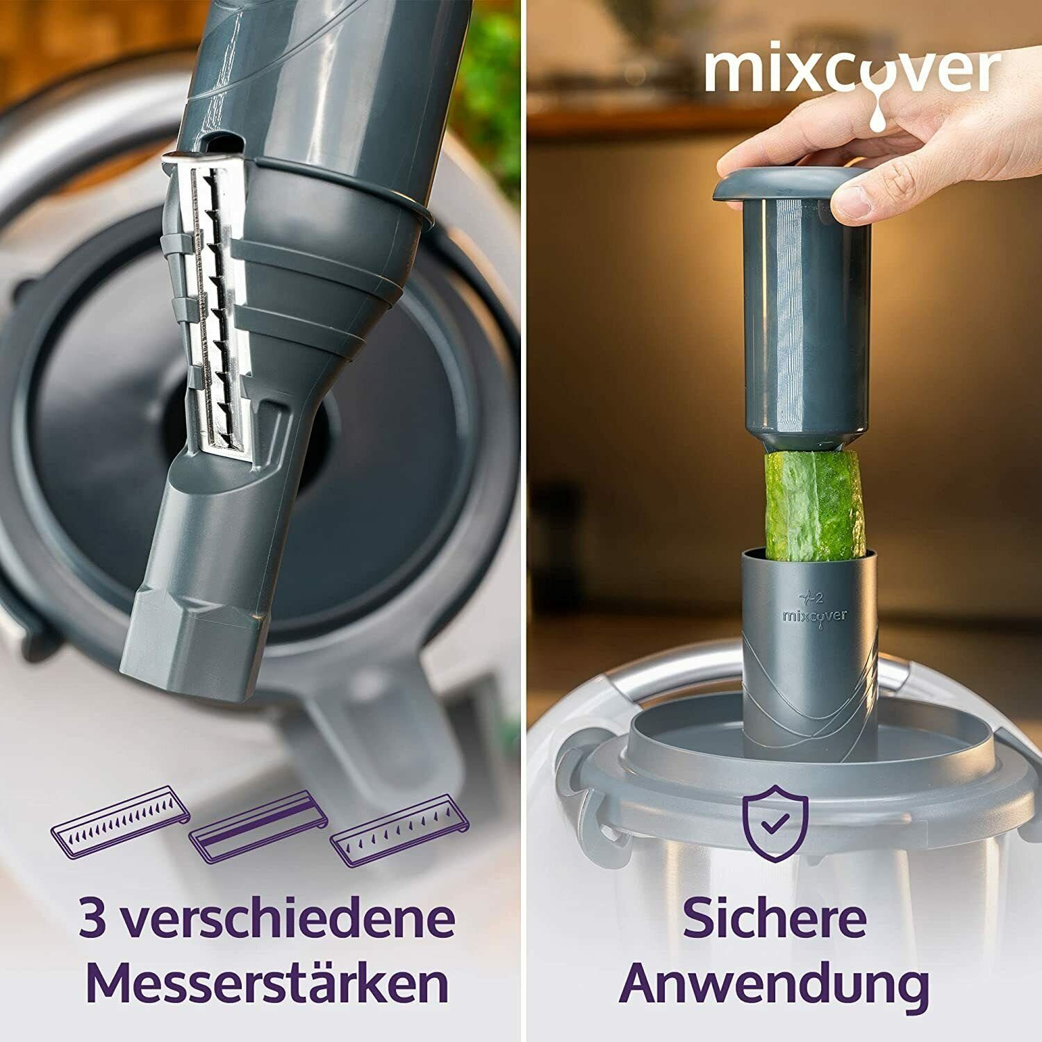 Mixcover Küchenmaschinen-Adapter mixcover Spiralschneider Gemüsenudeln schneiden kompatibel mit Thermomix TM6 TM5