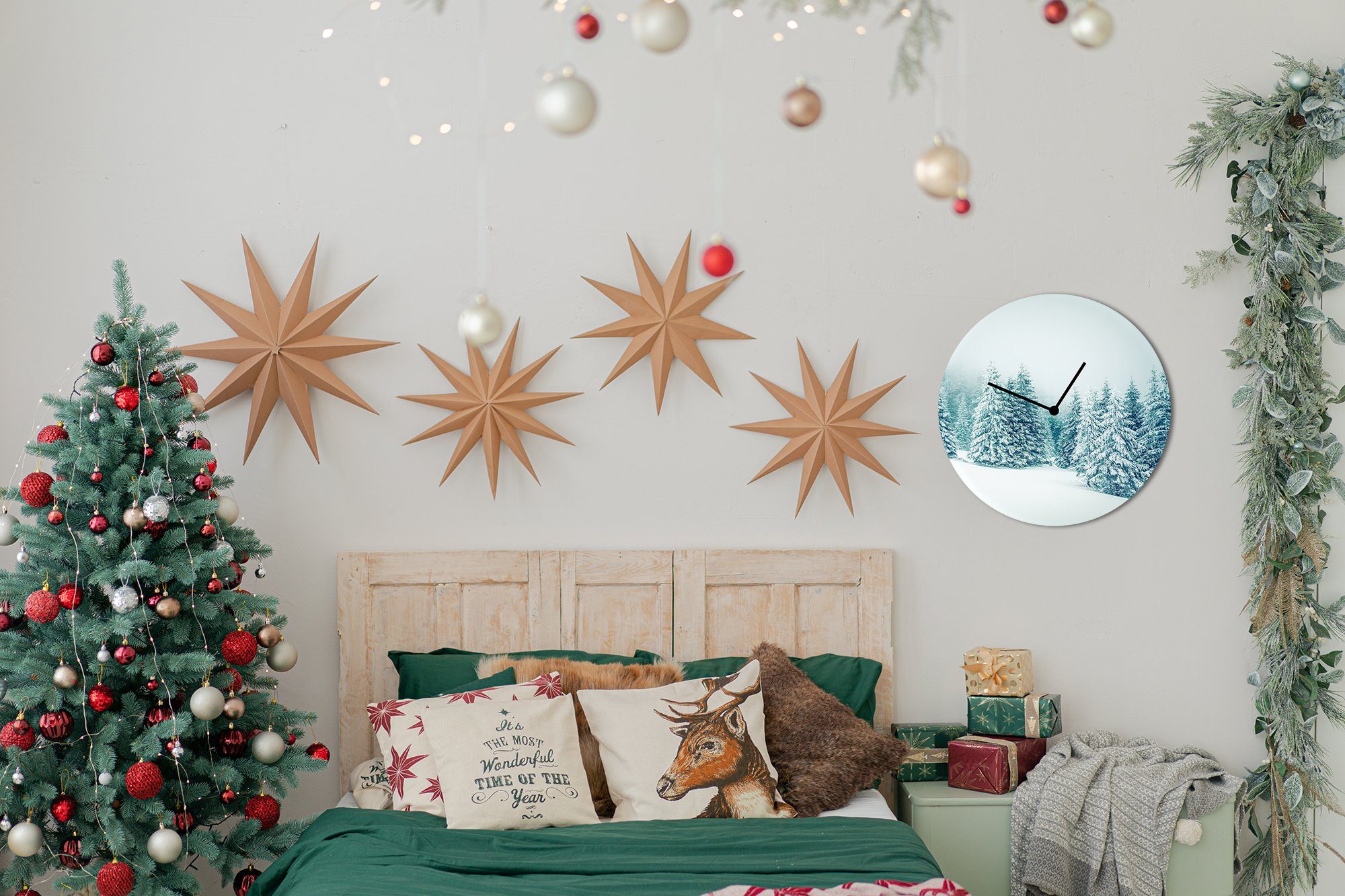 queence Wanduhr X-Mas Wanddeko Weihnachten Uhren Wanddeko