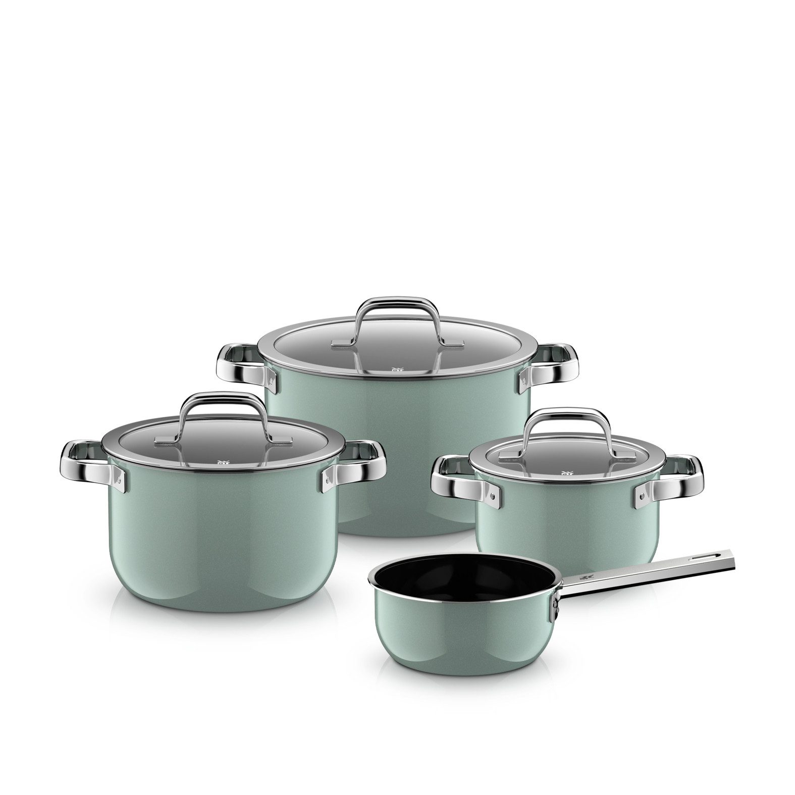 WMF Topf-Set Fusiontec Mineral Pro, Topf-Set, 4-teilig, Eucalyptus Haze, Fusiontec (kratzfestes Material, 4-tlg., für alle Herdarten geeignet), Made in Germany