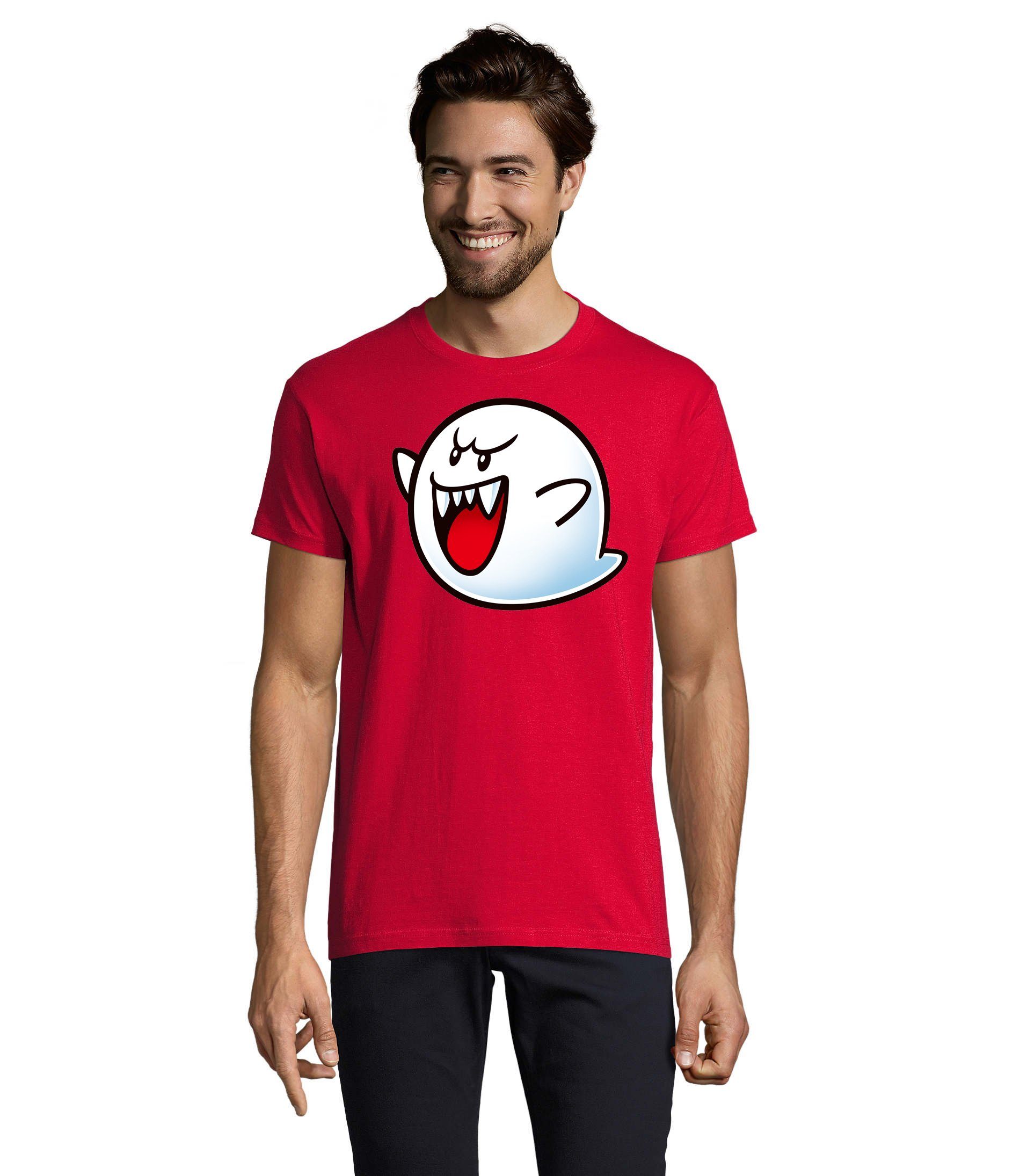 T-Shirt Herren Super Mario Boo Gespenst Geister Retro Kosnole