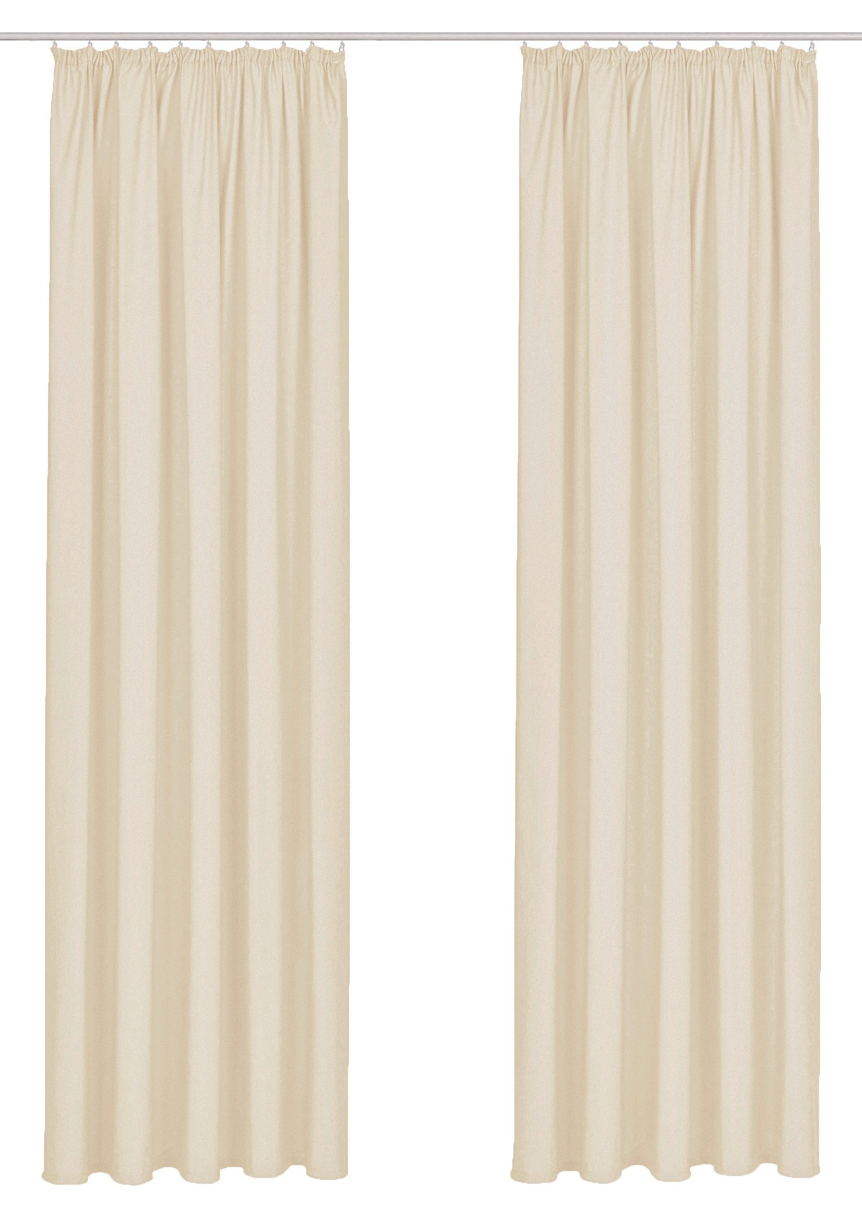 OTTO home Vorhang Parry (2 St), Kräuselband, blickdicht, Polyester, 2-er Set, blickdicht, monochrom, basic, einfarbig, Bestseller