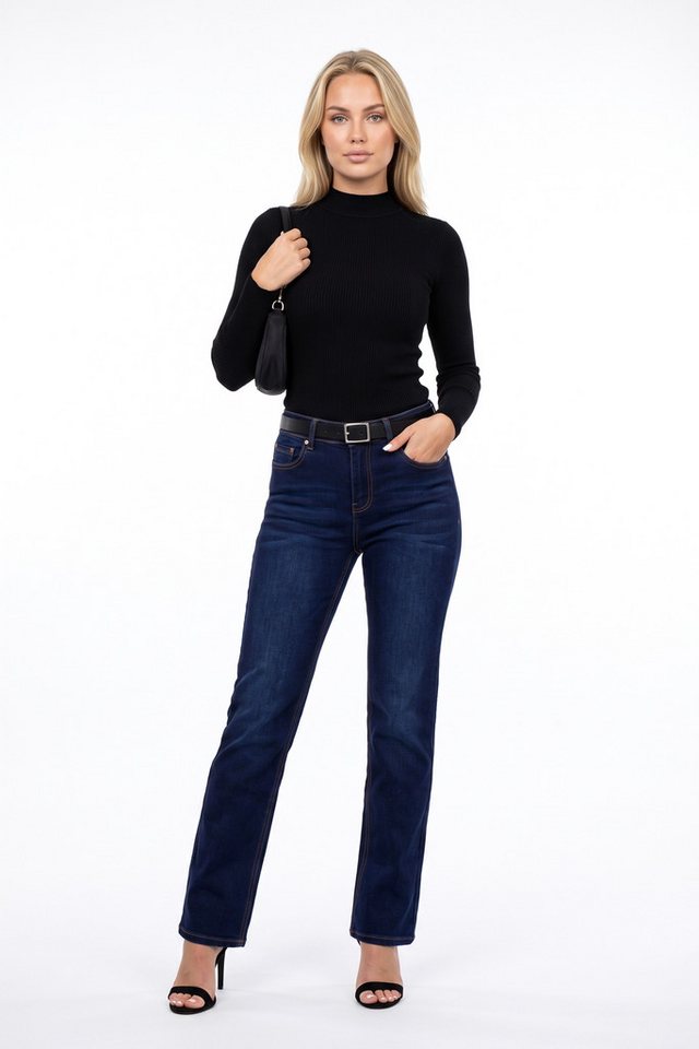 ESRA Straight-Jeans Damen Stretch-Jeans Premium Baumwolle Jeanshose Damen Straight Fit G14 Straight Jeans Damen High Waist Stretch Jeans Damen Regular Hose