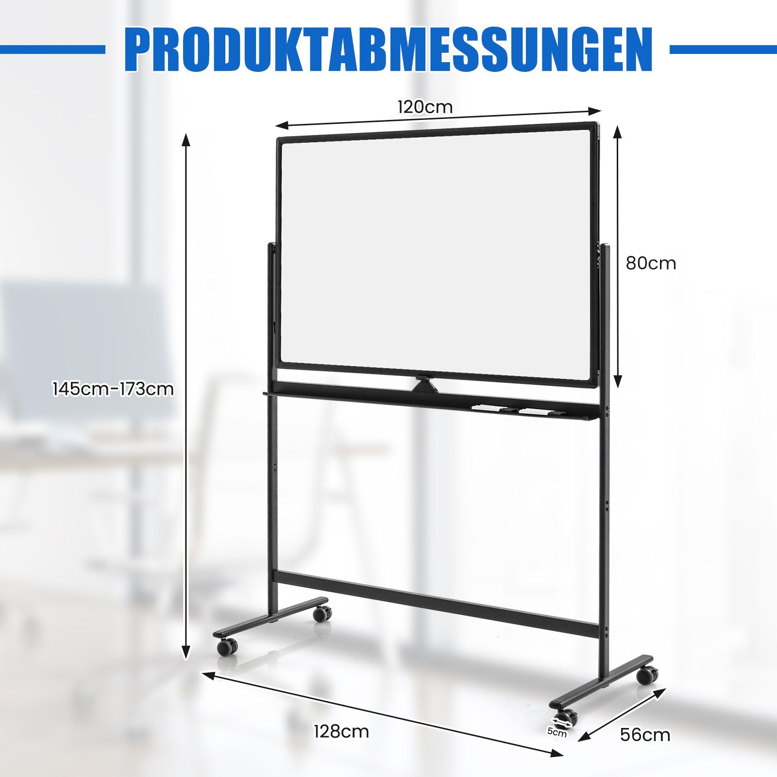 COSTWAY Wandtafel, doppelseitig, höhenverstellbar, inkl. Zubehör, 120x80cm