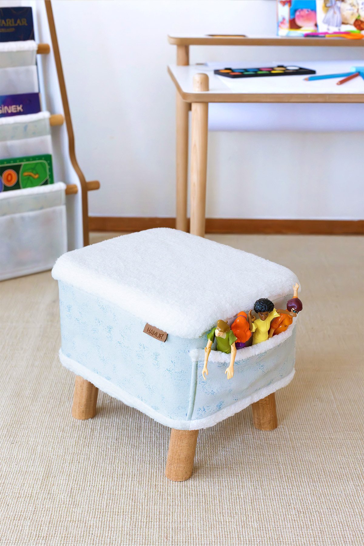 en.casa Schaukelstuhl (1 St), Abnehmbarer Bezug, Seitentasche