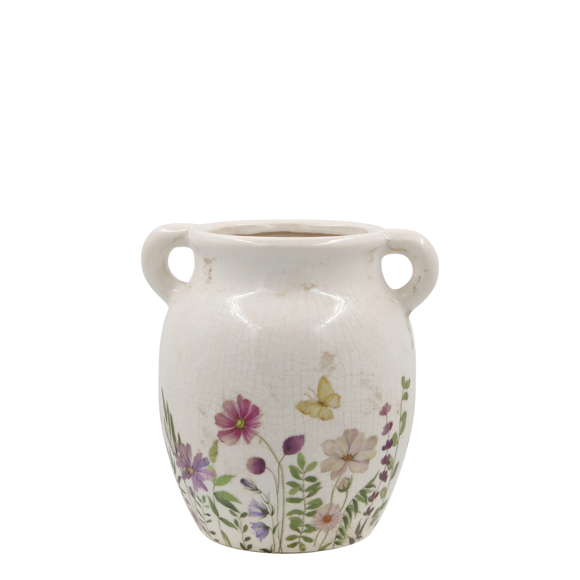 Dekovase Chic Antique Serie Avignon Kanne Krug mit Blumenmotiv H19,5 D19 cm