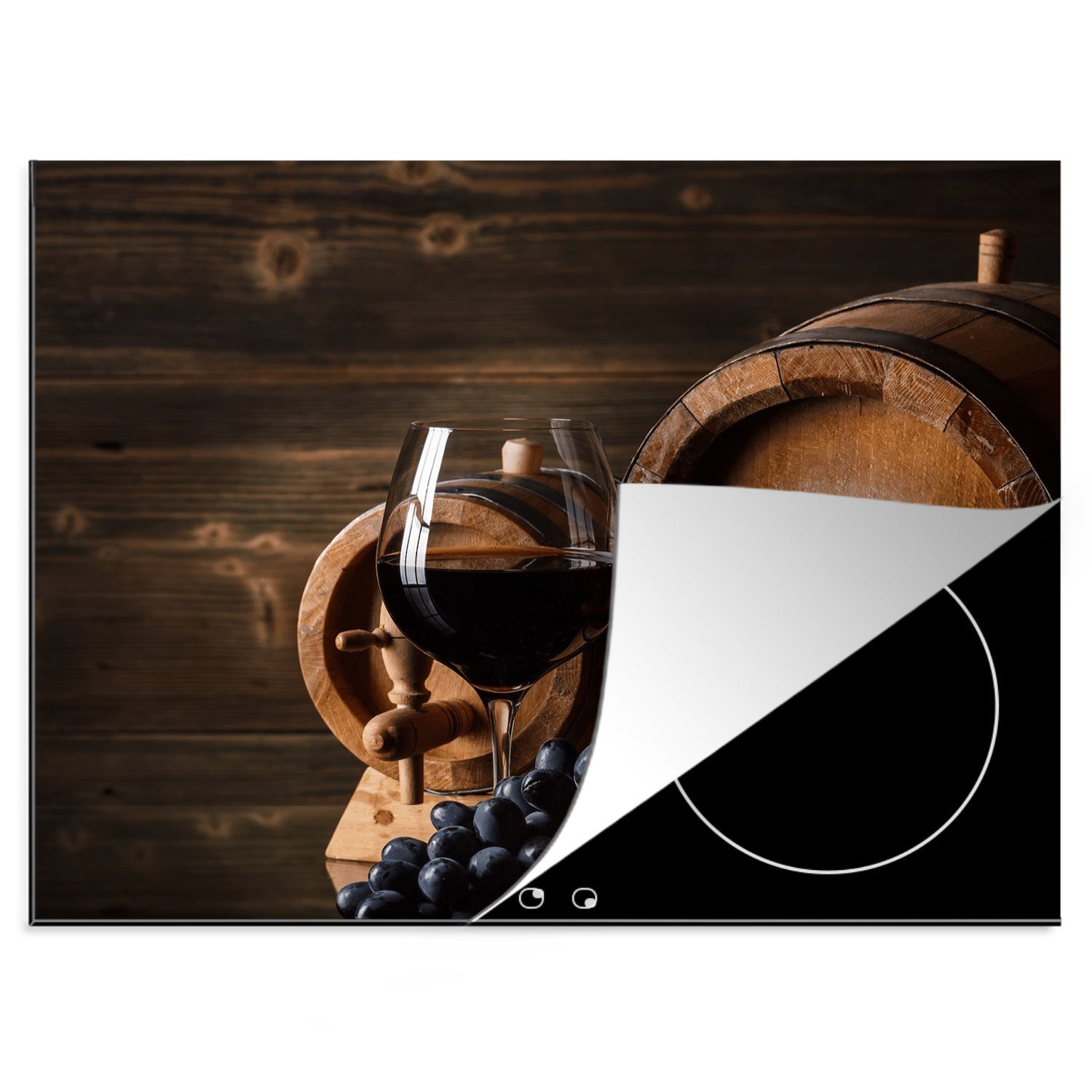 MuchoWow Herdblende-/Abdeckplatte Induktionsschutz - Wein - Induktionsmatte - Weinglas, Vinyl, (1 tlg), 60x52 cm, Mobile Arbeitsfläche nutzbar, Ceranfeldabdeckung