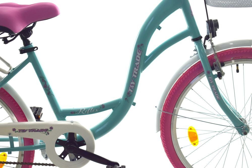 T&Y Trade City Bike 24 inch Kids Girls City Bicycle Bike Road Traffic Regulations Reflective BMP 1 Speed, 1 Gear, Coaster Brake, Luggage Rack, Lights, Kickstand, Basket