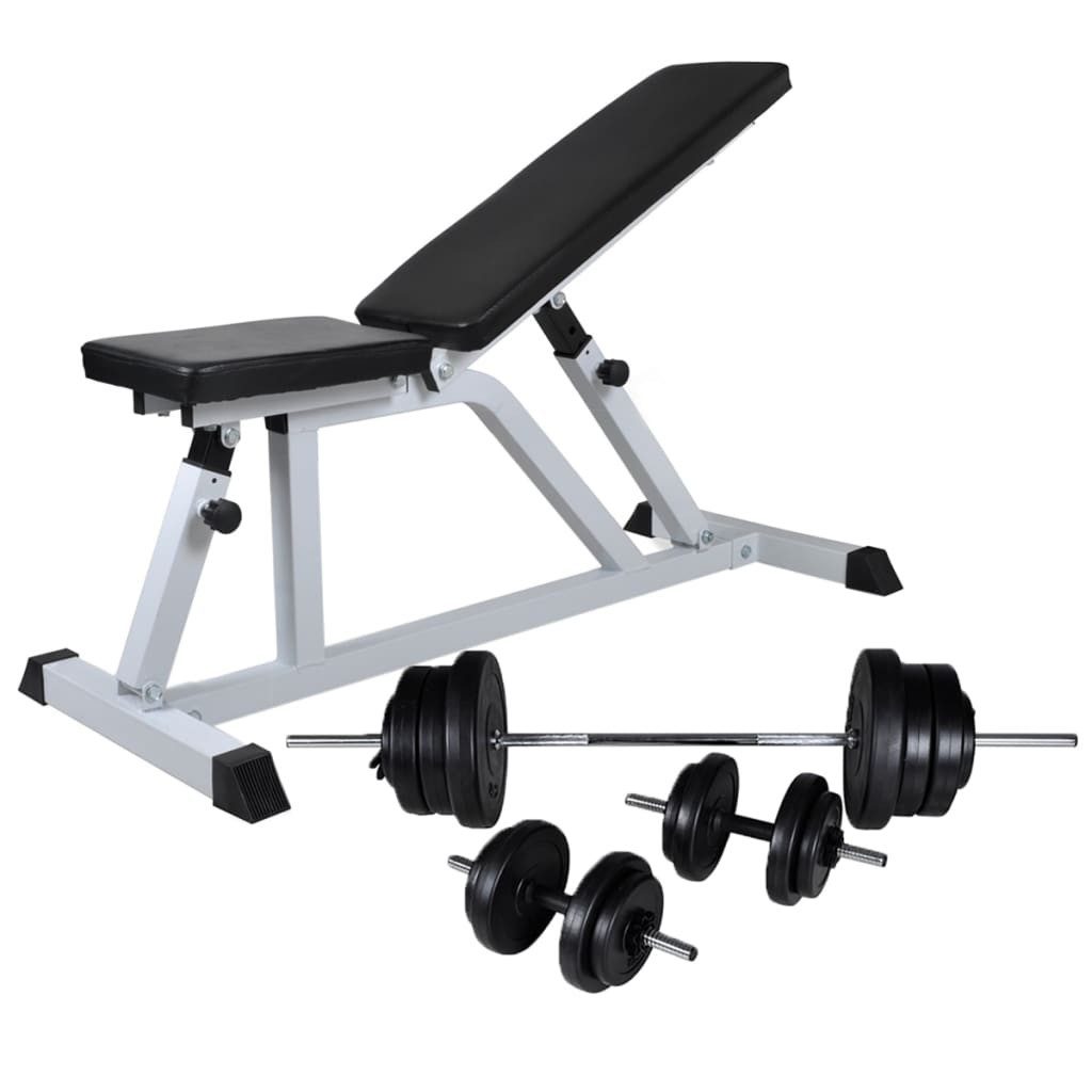 Hantel-Set Hantelbank mit Langhantel und Kurzhantel Set 60,5 kg
