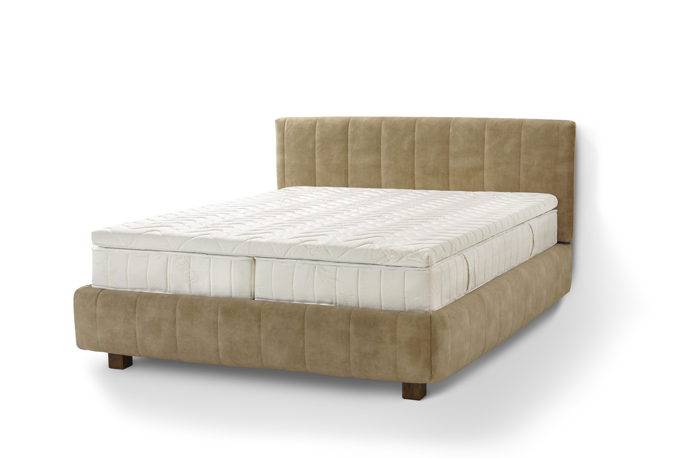 Letti Moderni Holzbett Bett Calma, hergestellt aus hochwertigem Massivholz Plüsch Tofee