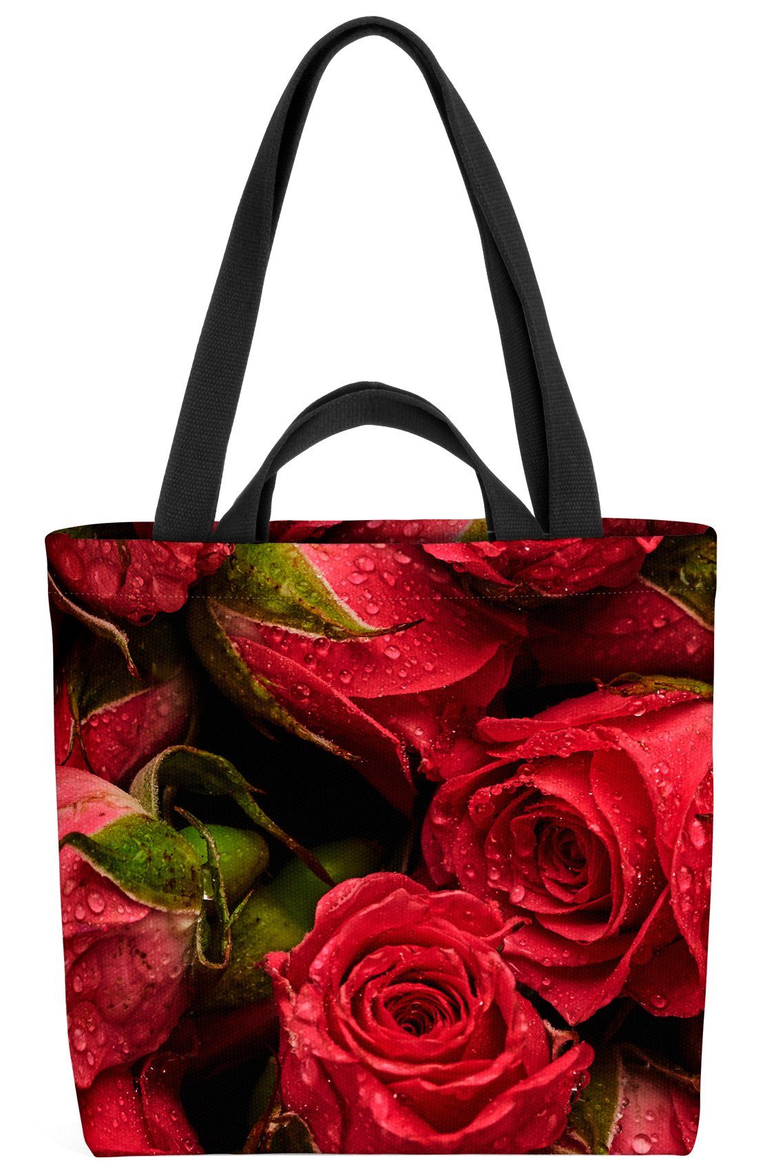 VOID Henkeltasche (1-tlg), Rosenstrauss rote Rosen Blumen muttertag geschenk geblümt garten rose
