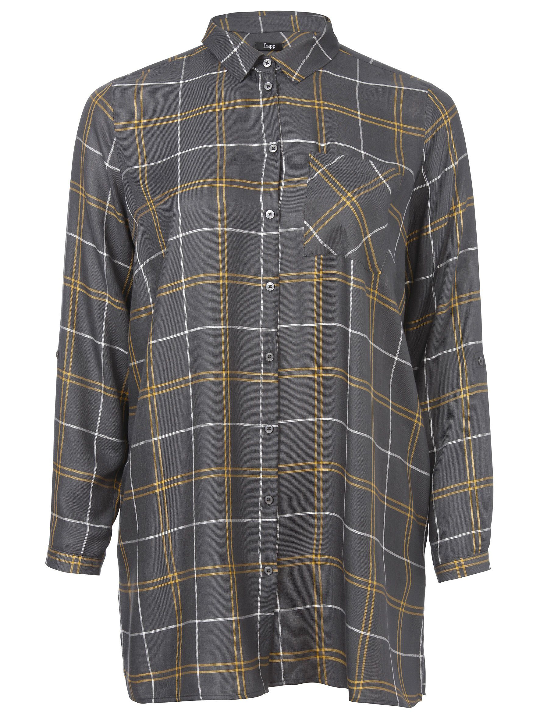 Langarmbluse Modische Longbluse mit kariertem Allover-Muster