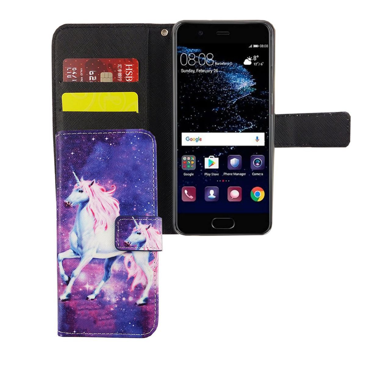 König Design Handyhülle Huawei P10, Huawei P10 Handyhülle Bookcover Rosa