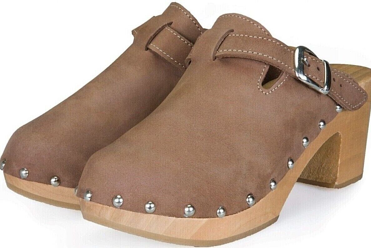 em-ka Damen Holzclog Clog Leder Holzschuhe günstig online kaufen