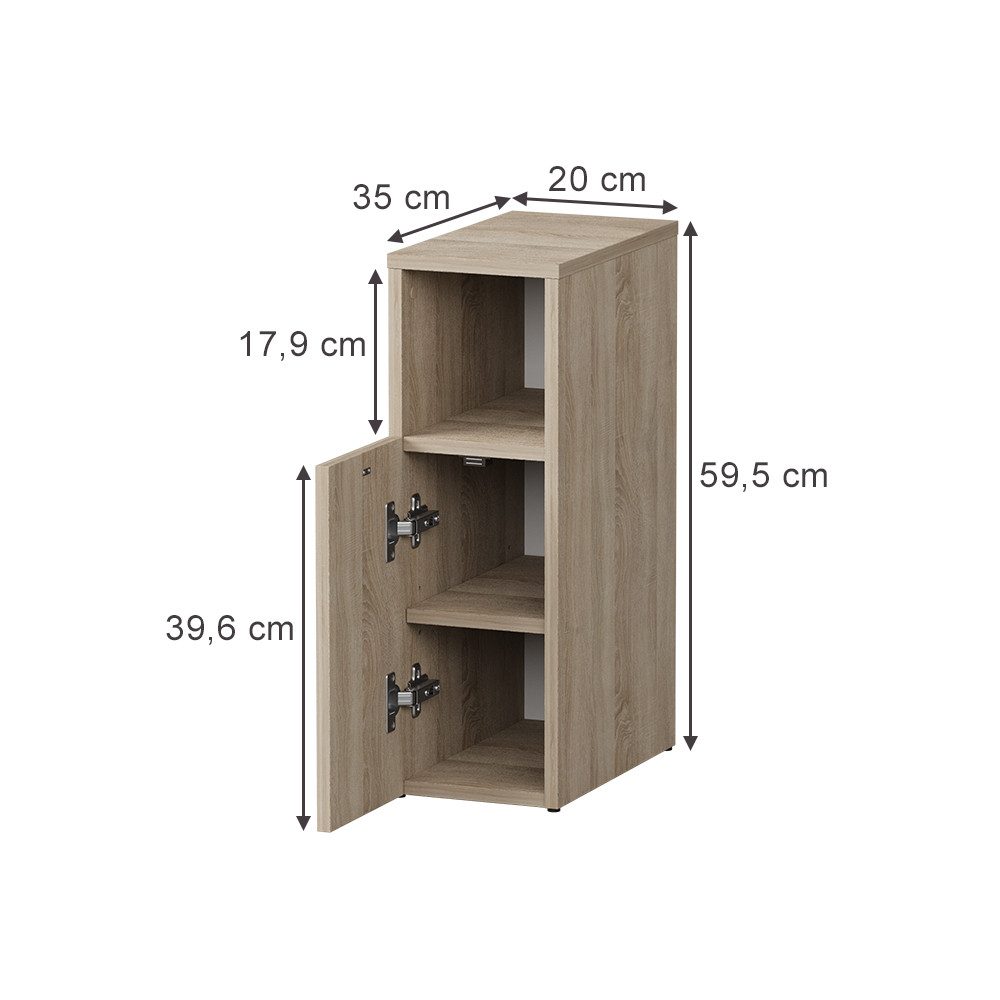 Vicco Nachtschrank Enton, Sonoma, 20 x 59.5 cm mit 1 Tür günstig online kaufen