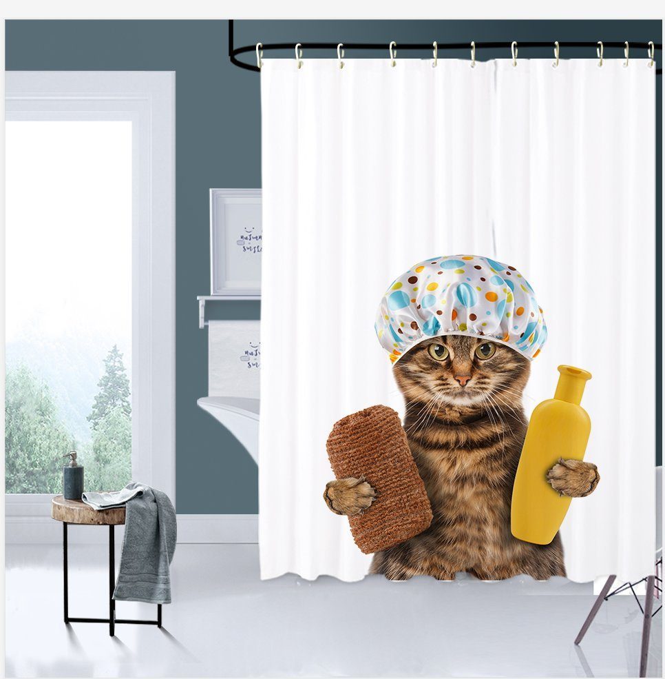 Sanilo Duschvorhang Shower Cat 180 x 200 cm, 100% wasserdicht, Anti-Schimmel-Effekt, hochwertige Qualität