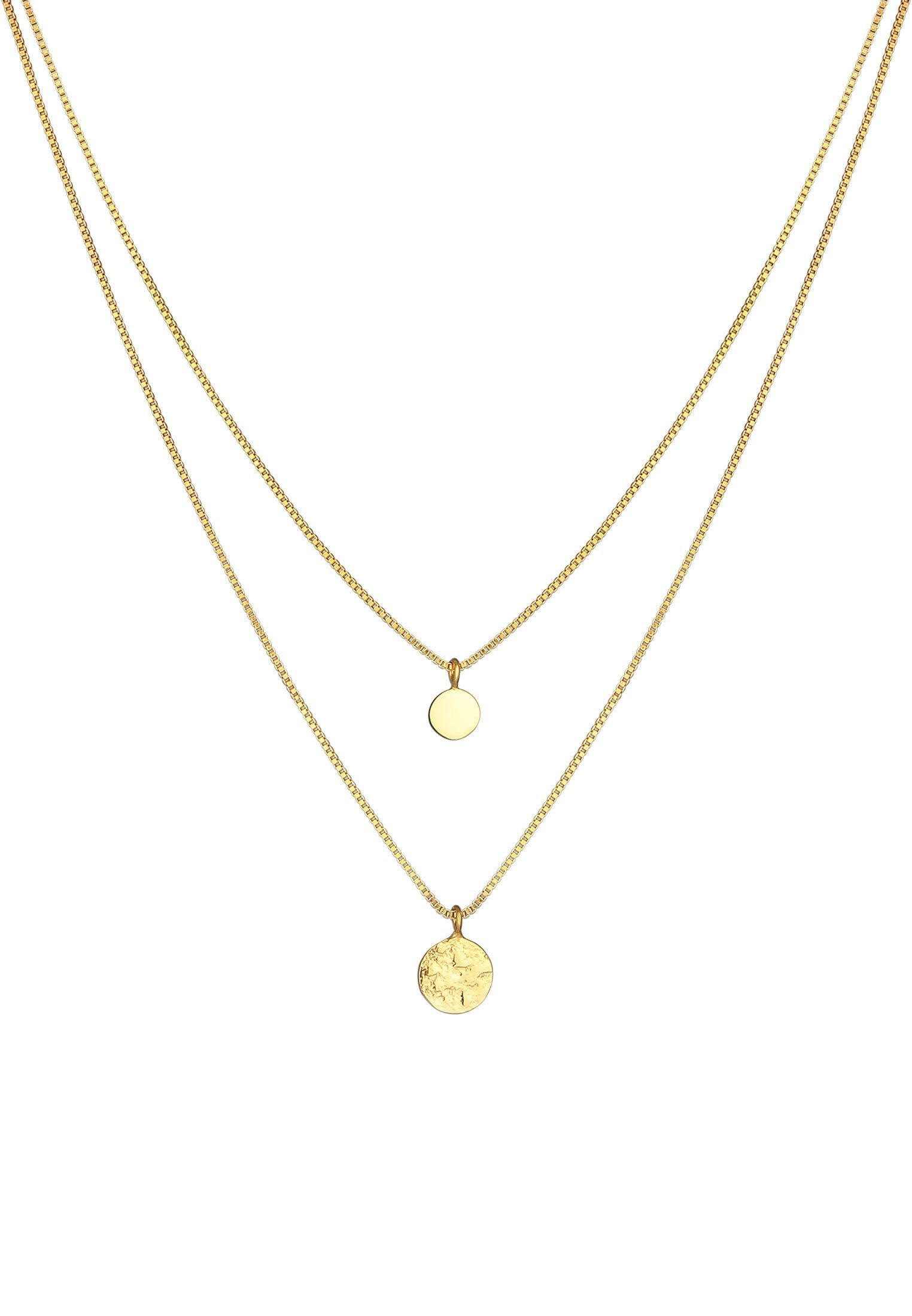 Elli Gliederkette 2-lagig Layer Coin Plättchen günstig online kaufen