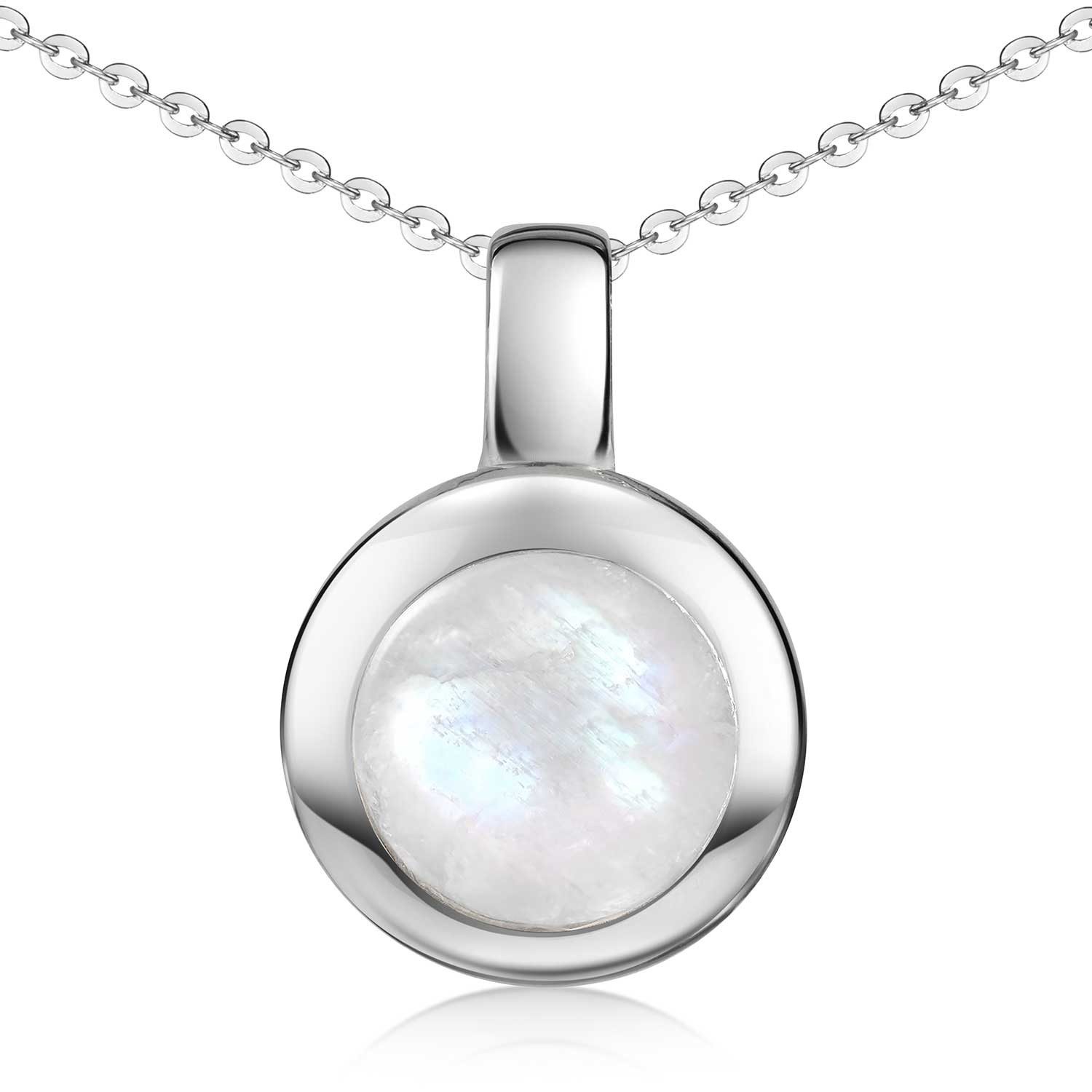 Materia Kettenanhänger Mondstein Edelstein Anhänger Weiß rund KA-38, 925 St günstig online kaufen