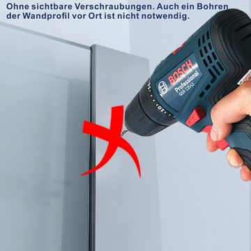 AQUALAVOS Runddusche Duschkabine Runddusche Viertelkreis Eckeinstieg Drehtür Höhe 195cm, BxT: 80x80 cm, Einscheiben-Sicherheitsglas (ESG) 6 mm mit Lotus-Effekt Nano Beschichtung, Drehtür mit Festteil, mit Verstellbereich, ebenerdiger Einbau möglich