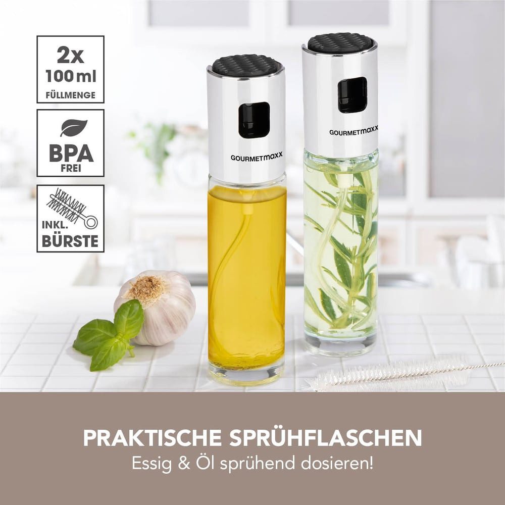 GOURMETmaxx Essigspender Sprühflaschen Essig & Öl 2er-Set, (2-tlg), GOURMETmaxx Sprühflaschen Für Essig & Öl