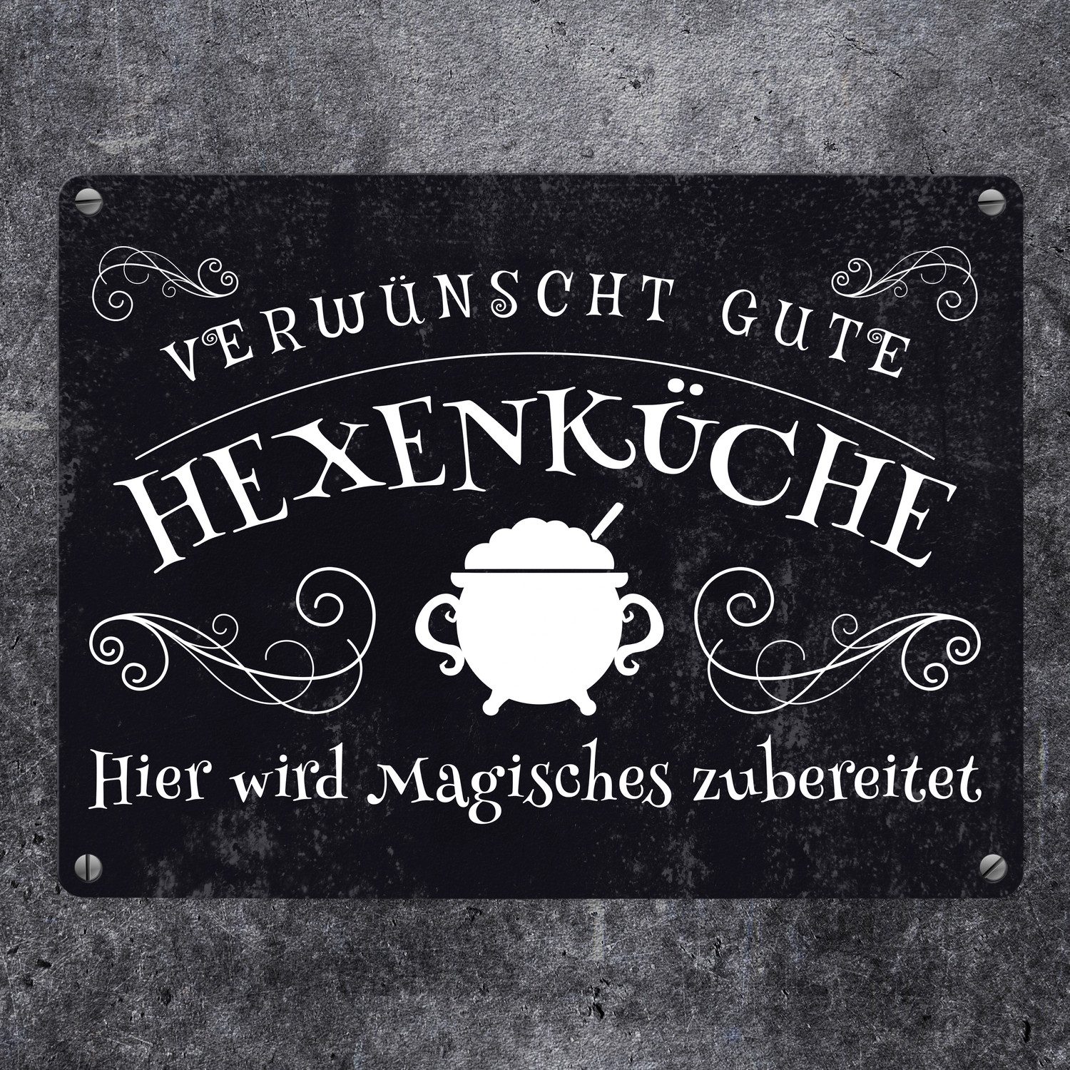 speecheese Metallschild Verwünscht gute Hexenküche Halloween Metallschild in 15x20 cm mit – Bild 2 von 2