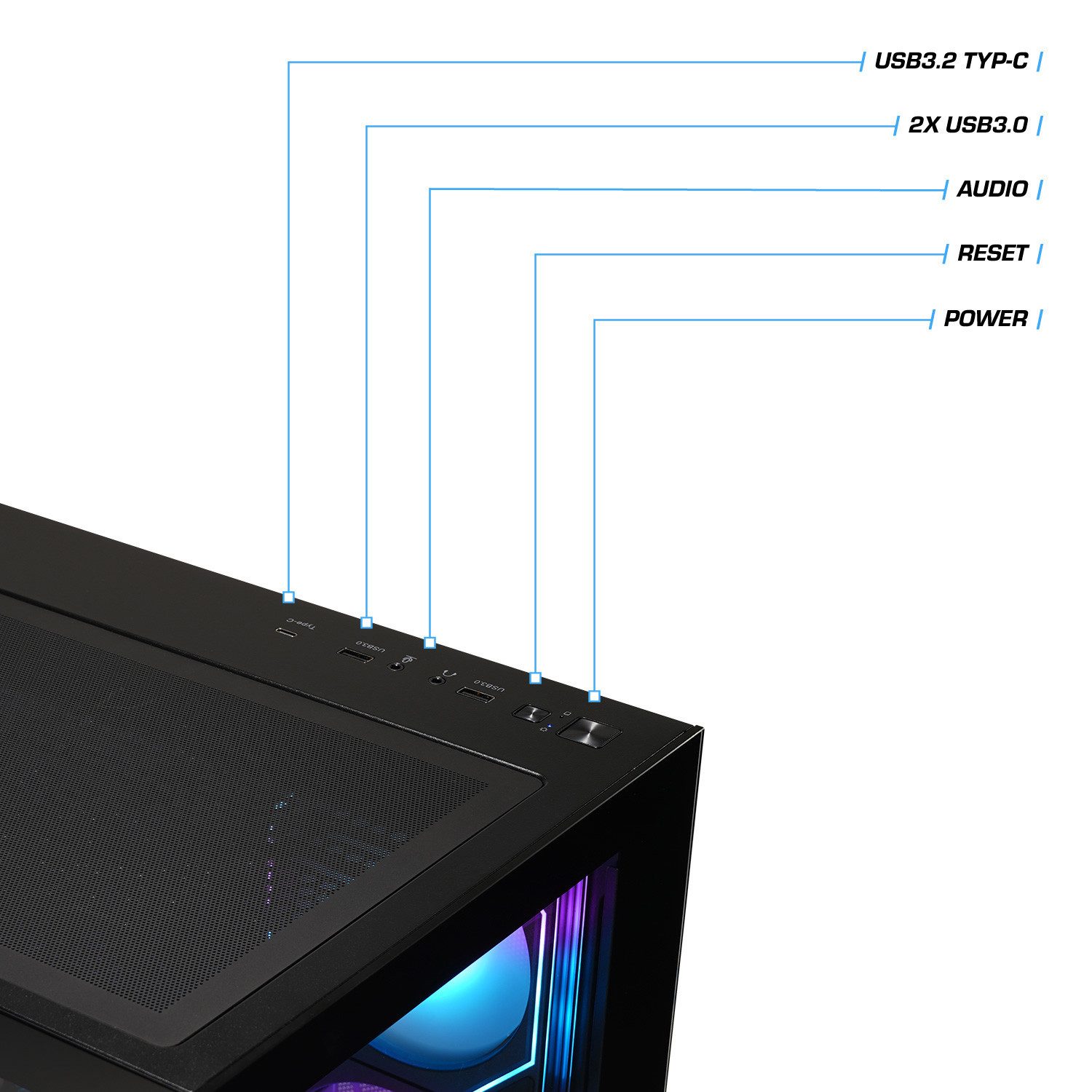 Kiebel Panorama V Gaming-PC (AMD Ryzen 7 AMD Ryzen 7 5700X, RTX 5060, 32 GB RAM, 2000 GB SSD, Luftkühlung, ARGB-Beleuchtung)