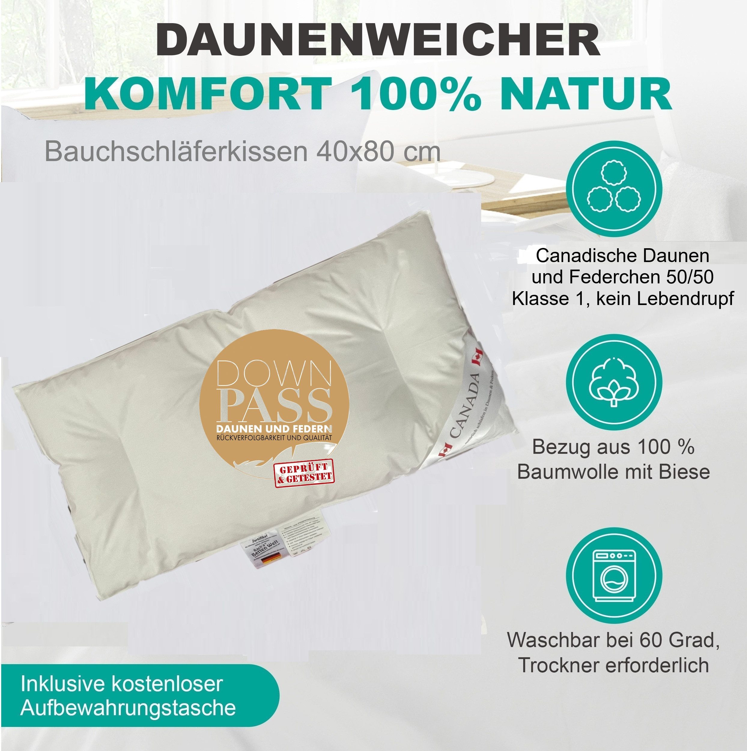 Canada Bauchschläferkissen Canada Bauchschläferkissen Daunenkissen U günstig online kaufen