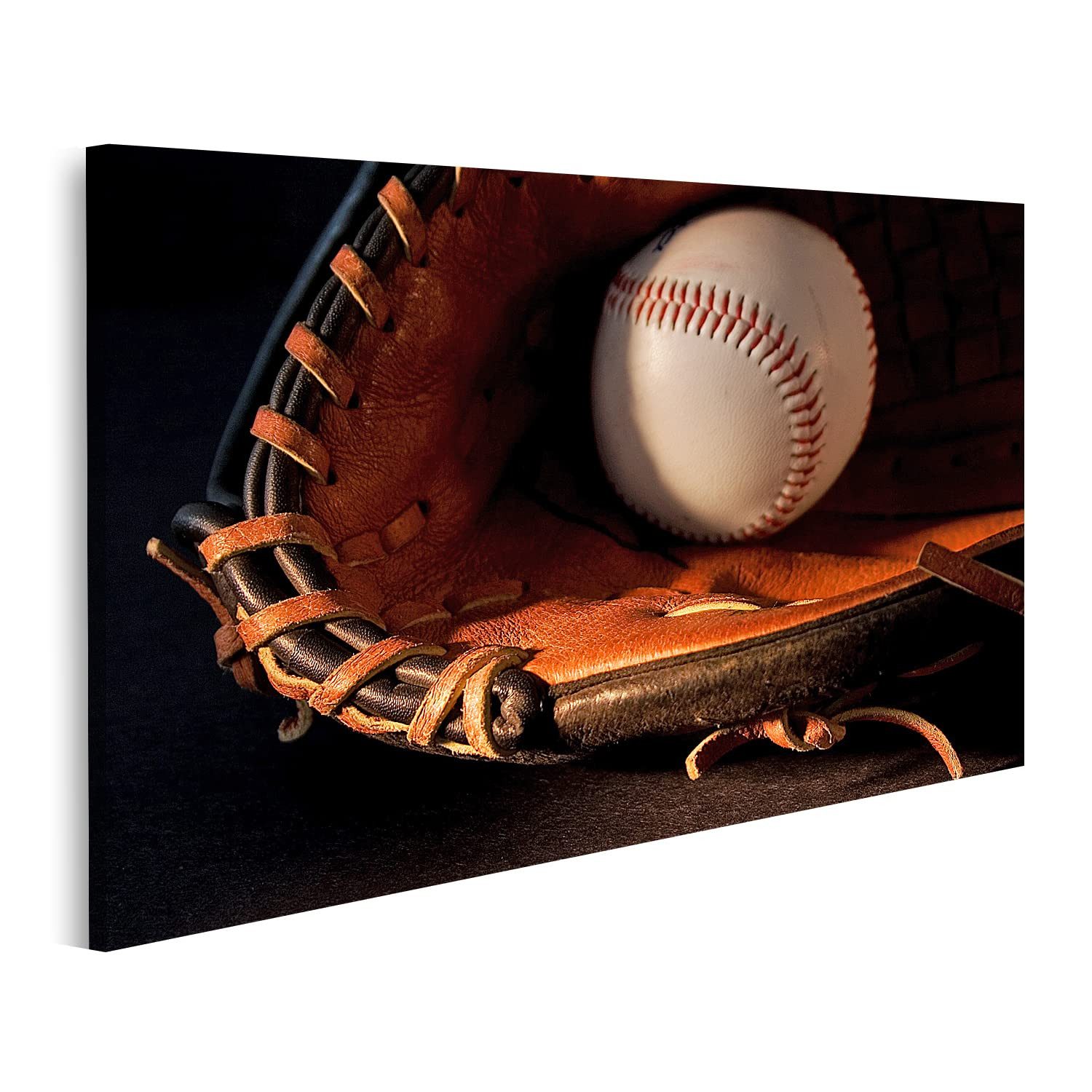 islandburner Leinwandbild Baseball mit Handschuh Kinder oder Jugendzimmer HLKC-1P