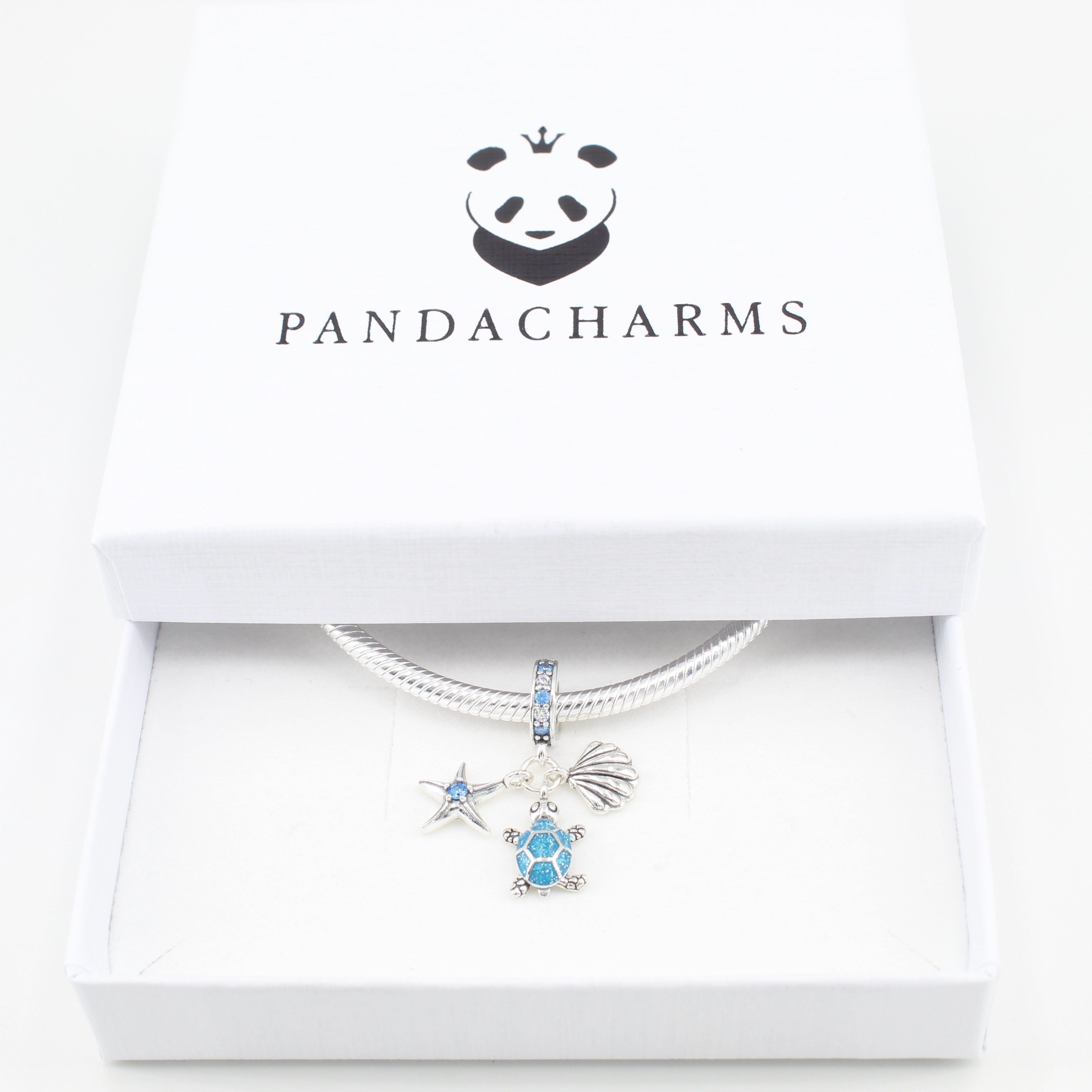 PANDACHARMS Bead Seestern Schildkröte und Muschel Charm Anhänger, Silber, Zirkonia – Bild 3 von 3