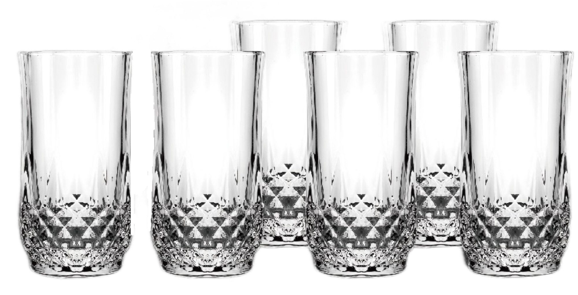 COFI 1453 Gläser-Set 6er Trinkgläser Set 235ml in Transparent - Vintage-Retro Design