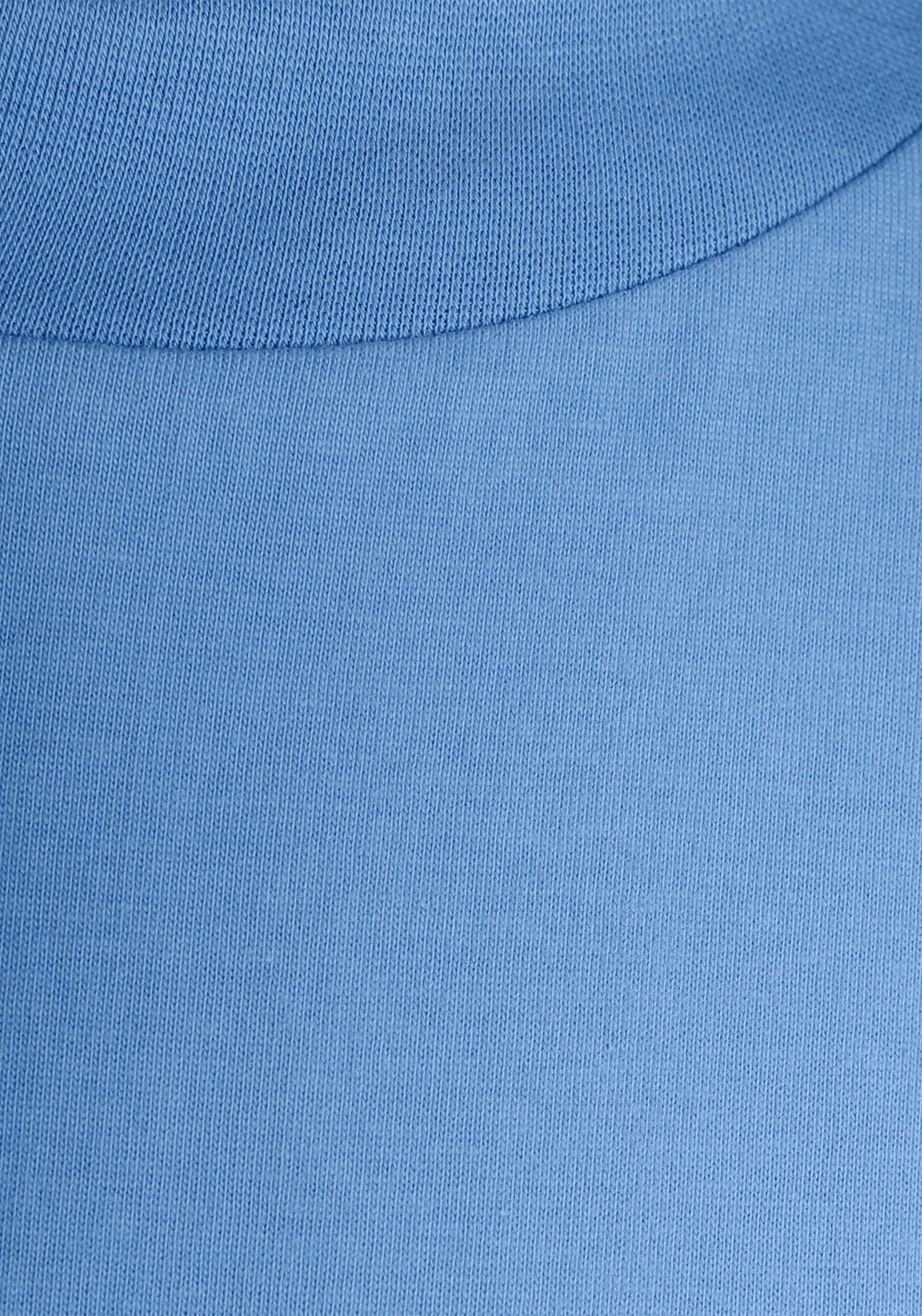 AJC Oversize-Shirt mit modisch breitem himmelblau Rippen-Rundhalsausschnitt