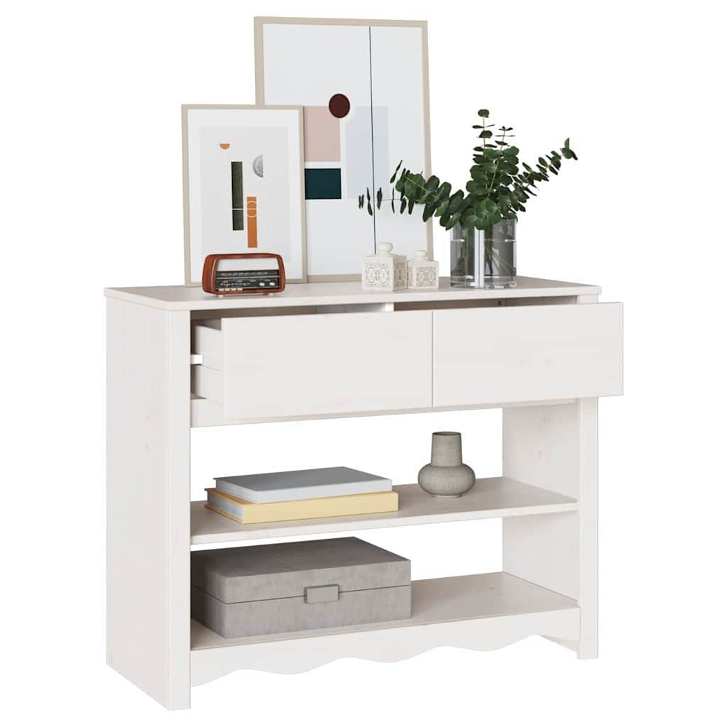 vidaXL Konsolentisch Konsolentisch mit Schubladen Drammen Weiß 89,5 x 37 x 73 cm (1-St)