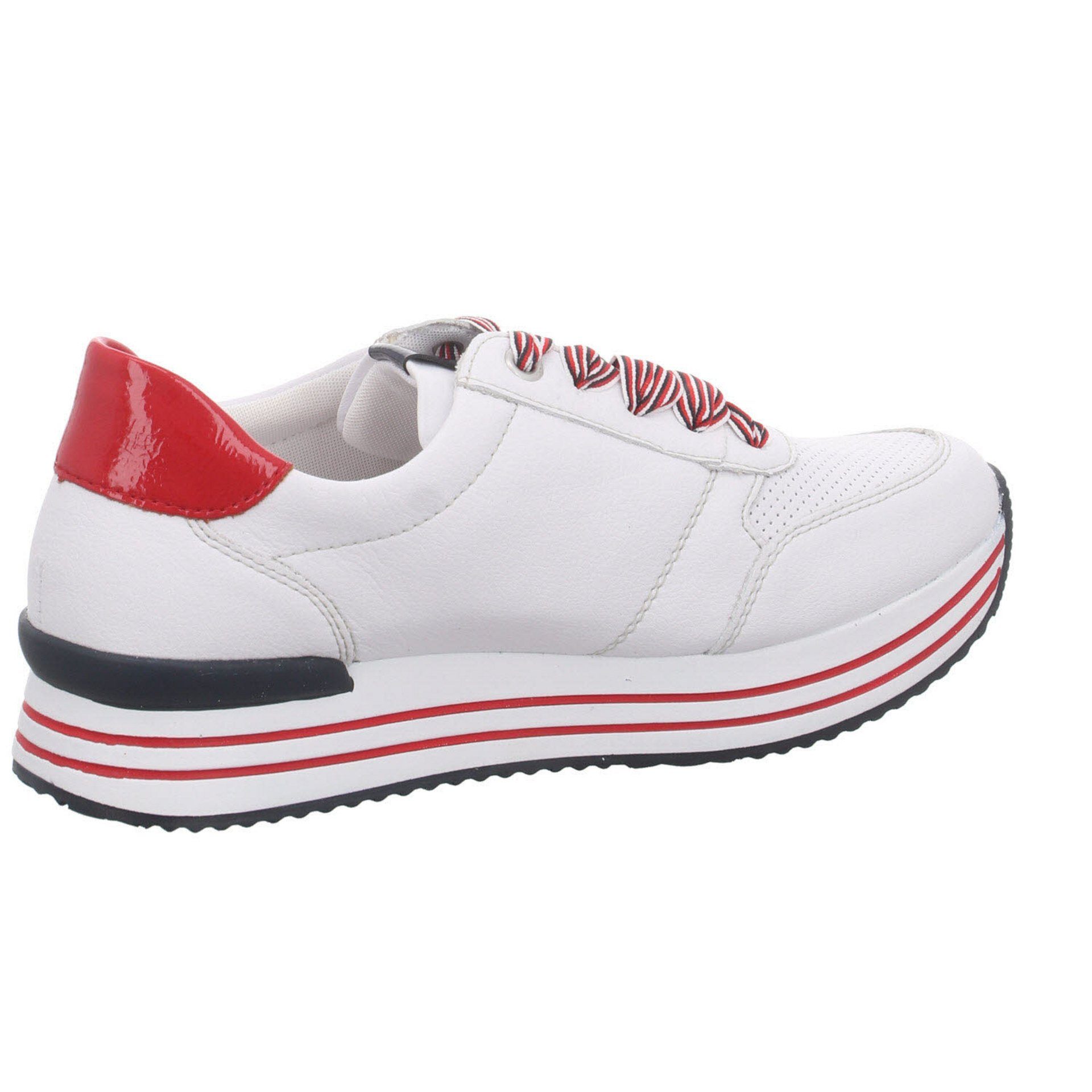 Sport Schuhe Leder-/Textilkombination Halbschuhe Damen weiß kombi Sneaker Sneaker Schnürschuh Remonte
