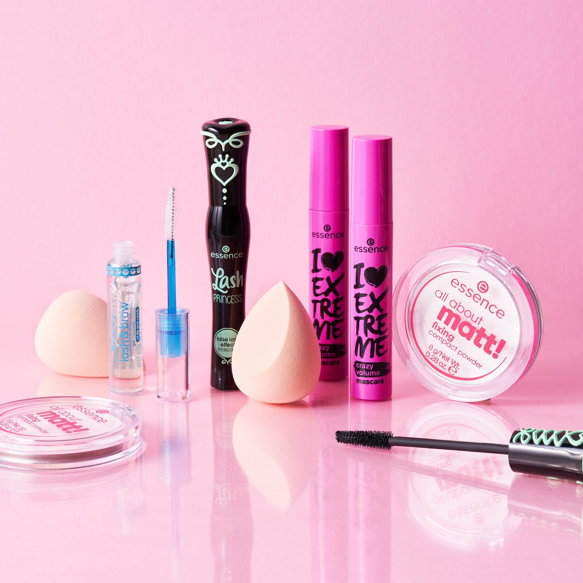 Essence Puder all about matt! fixing compact powder, 3-tlg., mit hoher Deckkraft