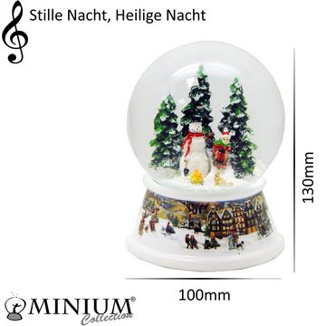 MINIUM-Collection Schneekugel Schneemann Kind Schlitten Classic Line Spieluhr 100mm breit