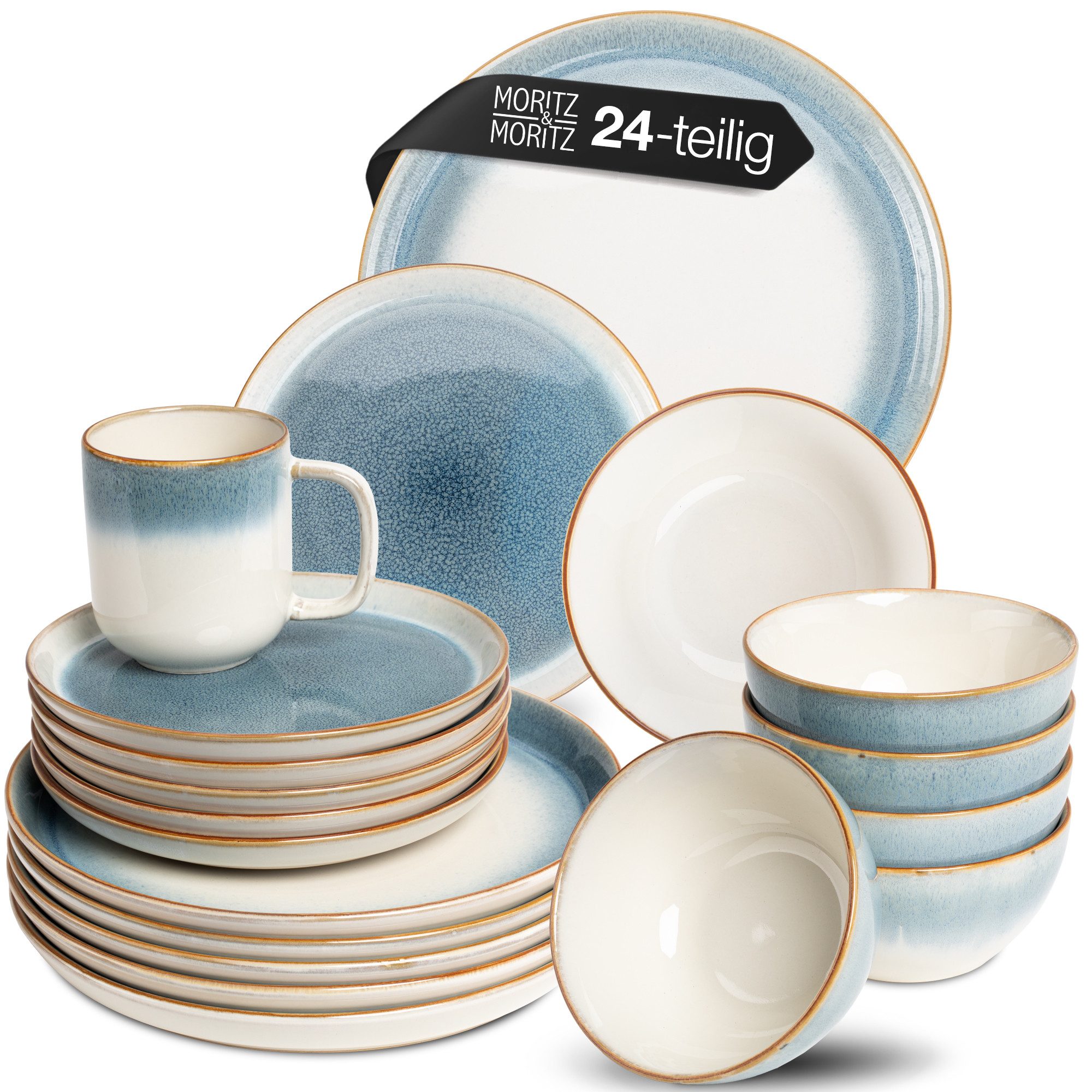 Tafelservice Moritz & Moritz TARENTO blau Geschirrset 24 tlg.