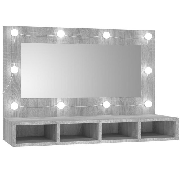 vidaXL Badezimmerspiegelschrank Spiegelschrank mit LED Grau Sonoma 90×31,5×62 cm
