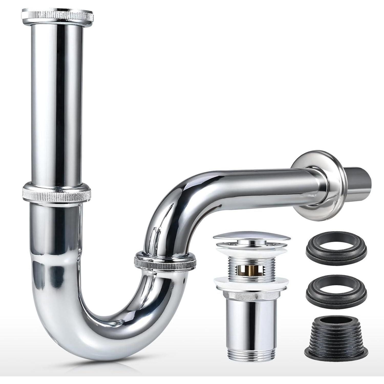 LuxusKollektion Ablaufgarnitur Universal Siphon Waschbecken Röhrensiphon Ablaufgarnitur Abflussrohr