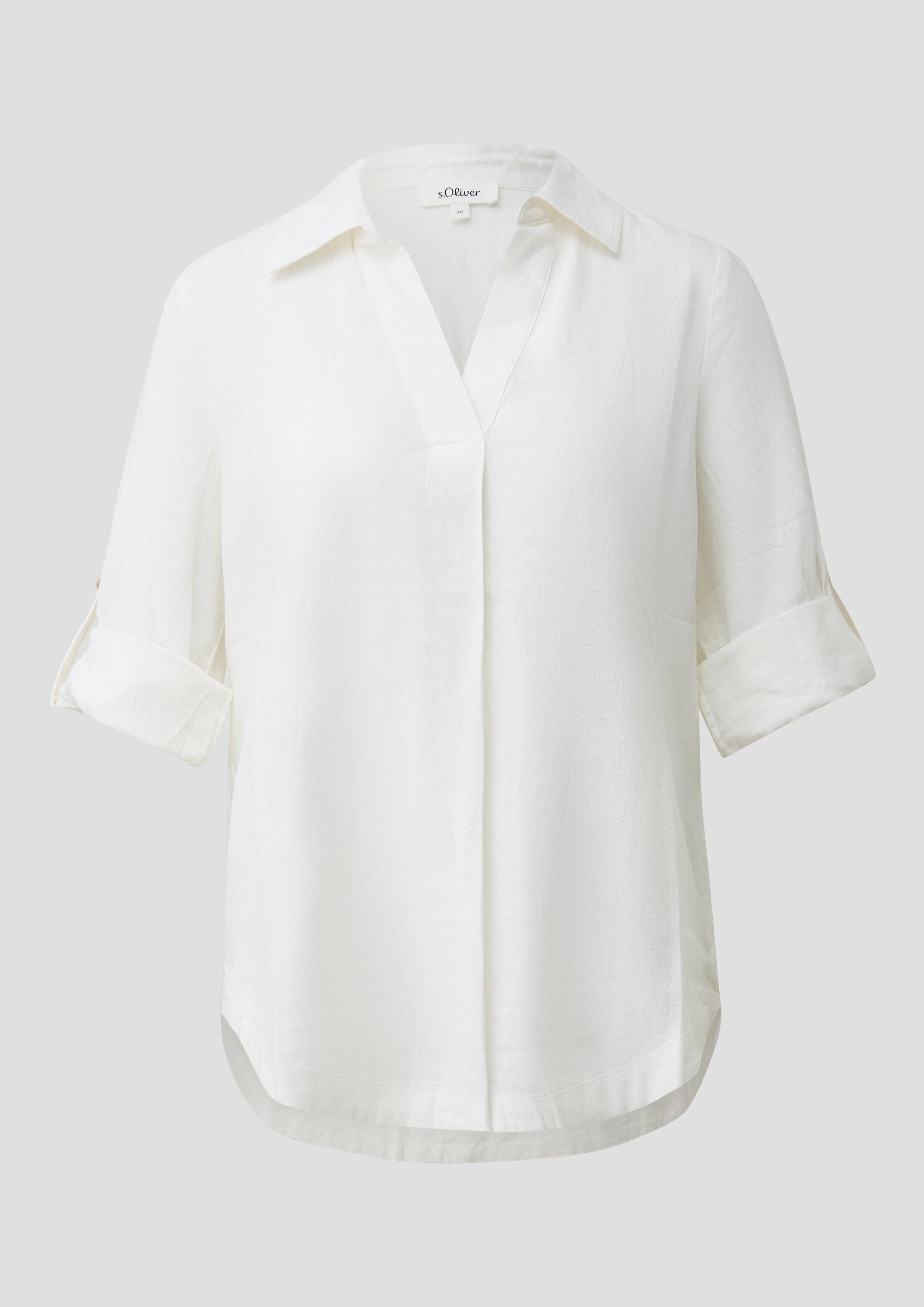s.Oliver Kurzarmbluse Bluse Leinenmix-Bluse mit 3/4-Ärmeln und Turn-up günstig online kaufen