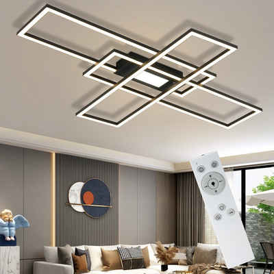 Nettlife LED Deckenleuchte Dimmbar Schwarz/Weiß Deckenlampe Modern Deckenbeleuchtung Wohnzimmer, Dimmbar mit Fernbedienung, LED fest integriert, für Wohnzimmer Schlafzimmer Küche Flur Büro