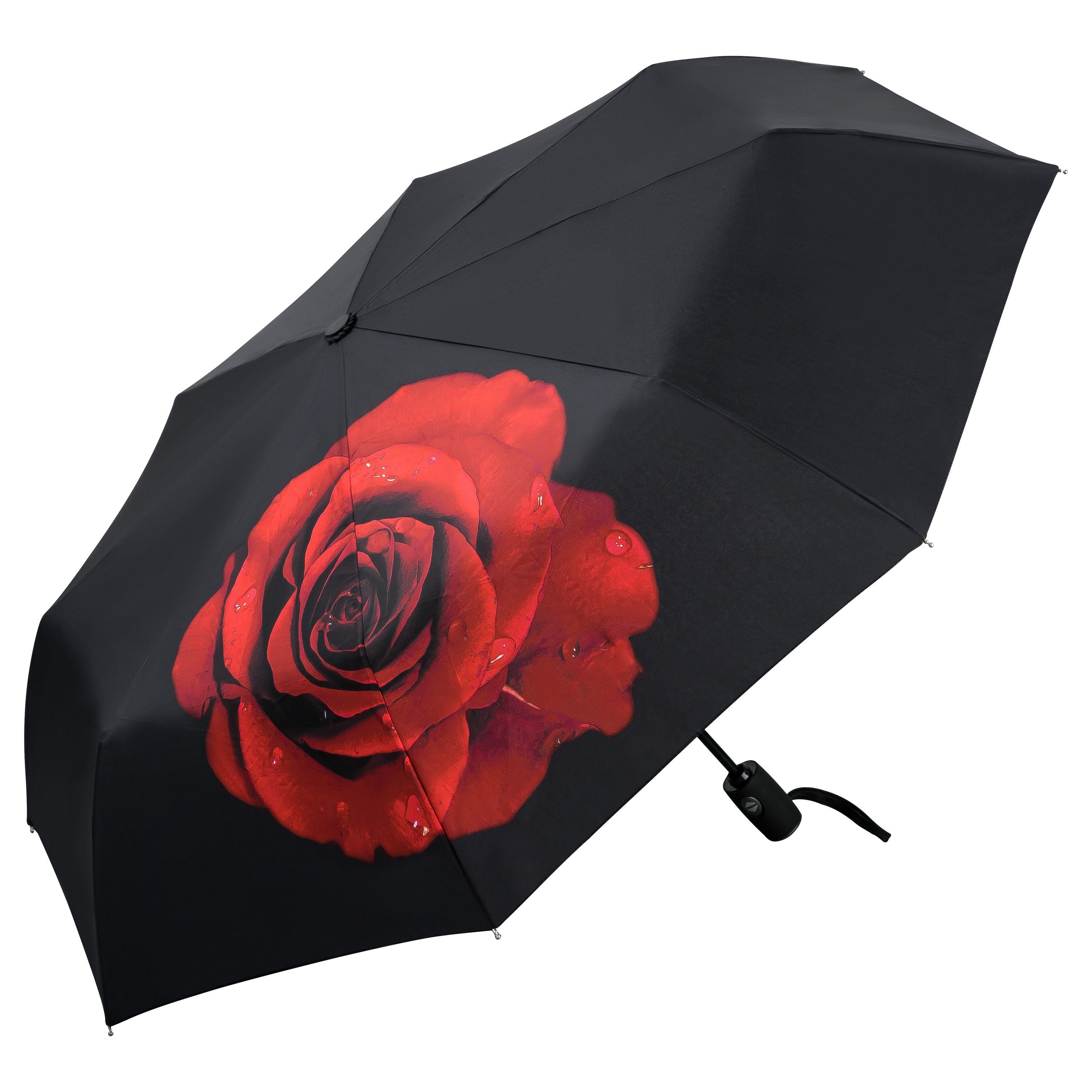 von Lilienfeld Taschenregenschirm Motivschirm Rose Blumen Blüte Kompakt  Leicht, Blumendruck